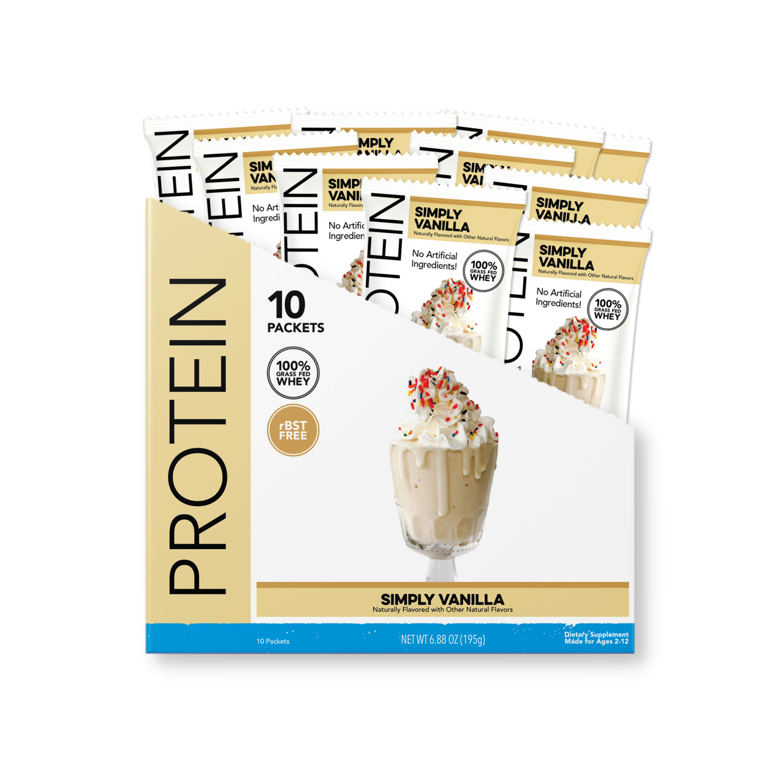 Kid's Protein Powder:  Simply Vanilla (10 Single Serving Stick Packs)