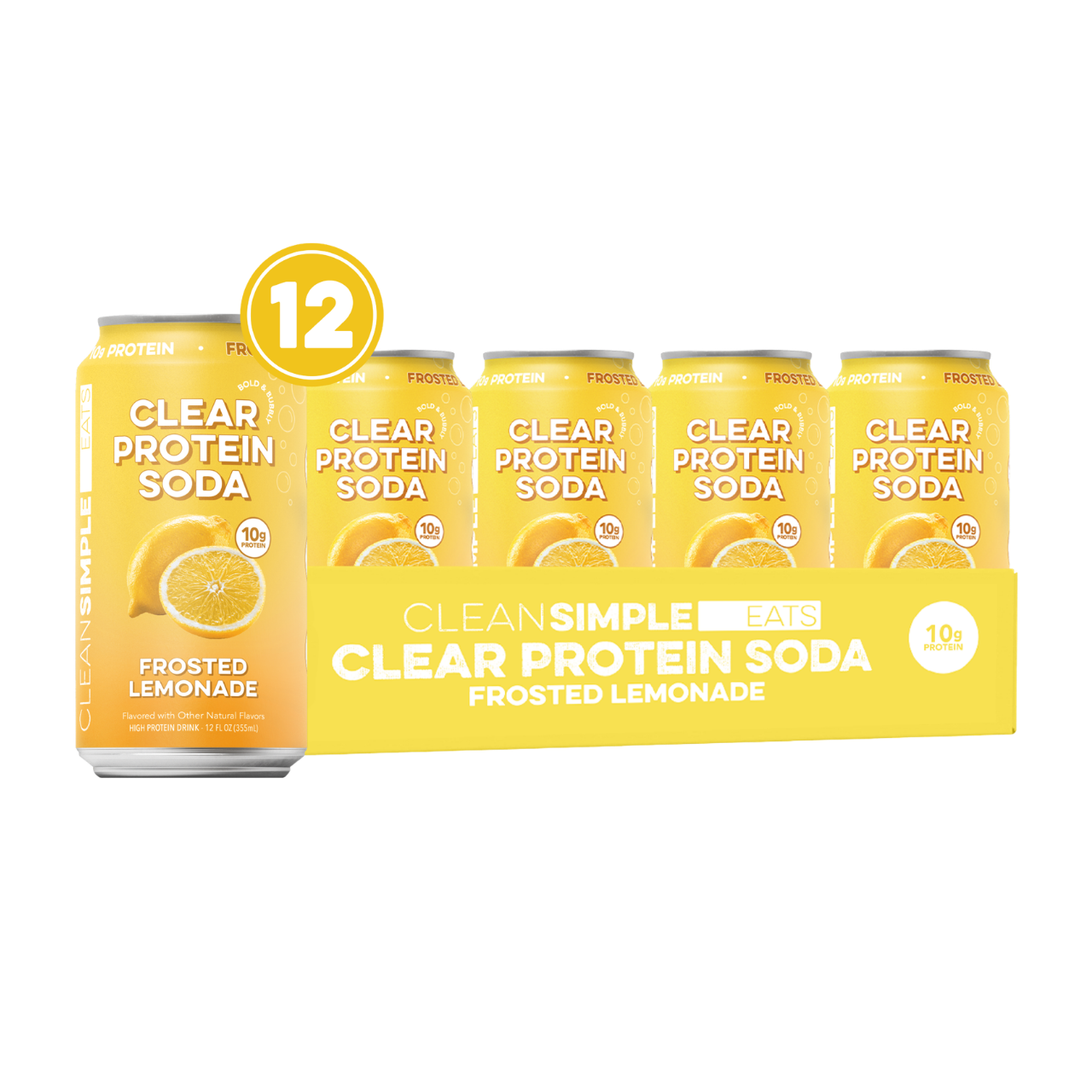 Clear Protein Soda: Frosted Lemonade (12 Oz. | 12 Pack) | CSE