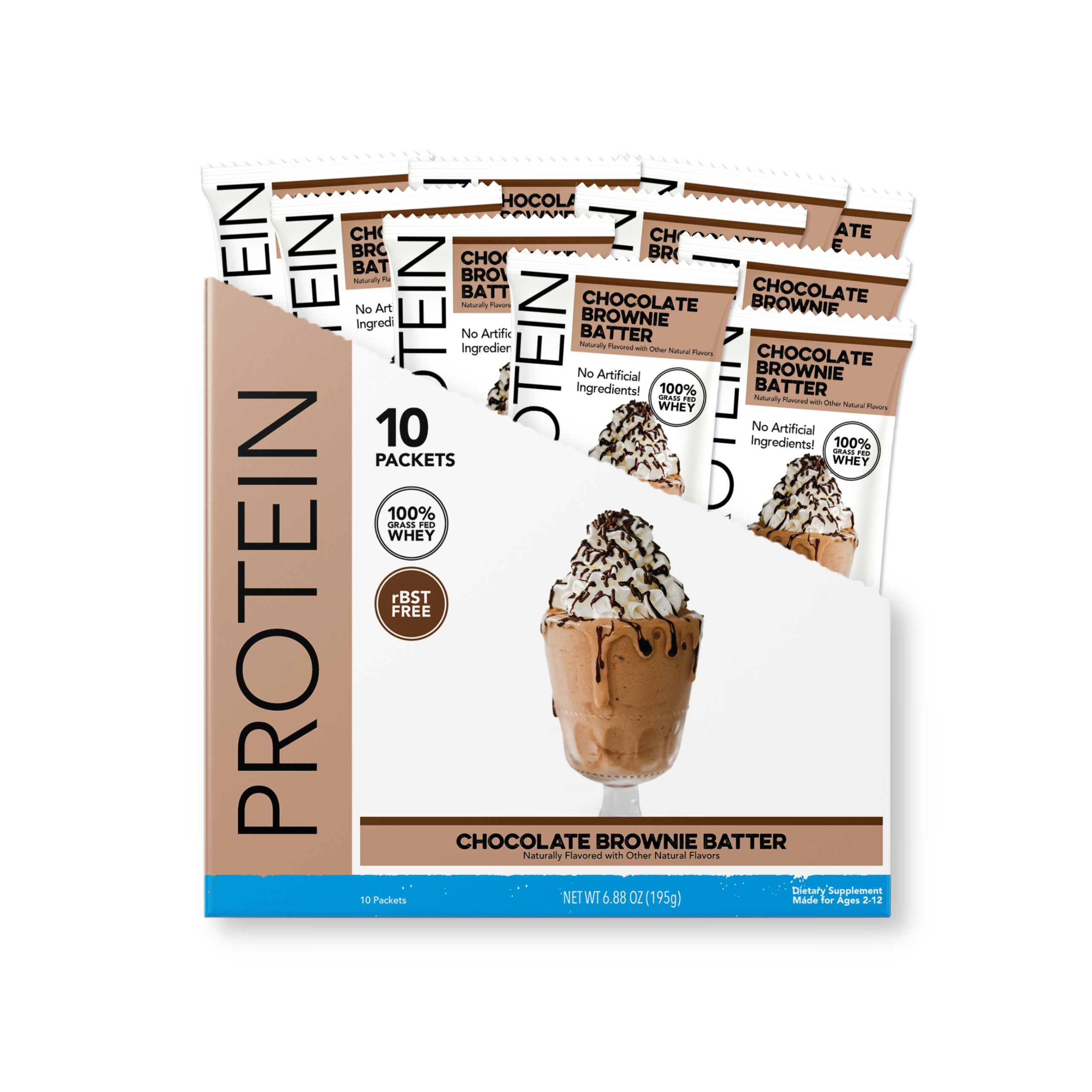 Kid's Protein Powder: Chocolate Brownie Batter (10 Single Serving Stick Packs)