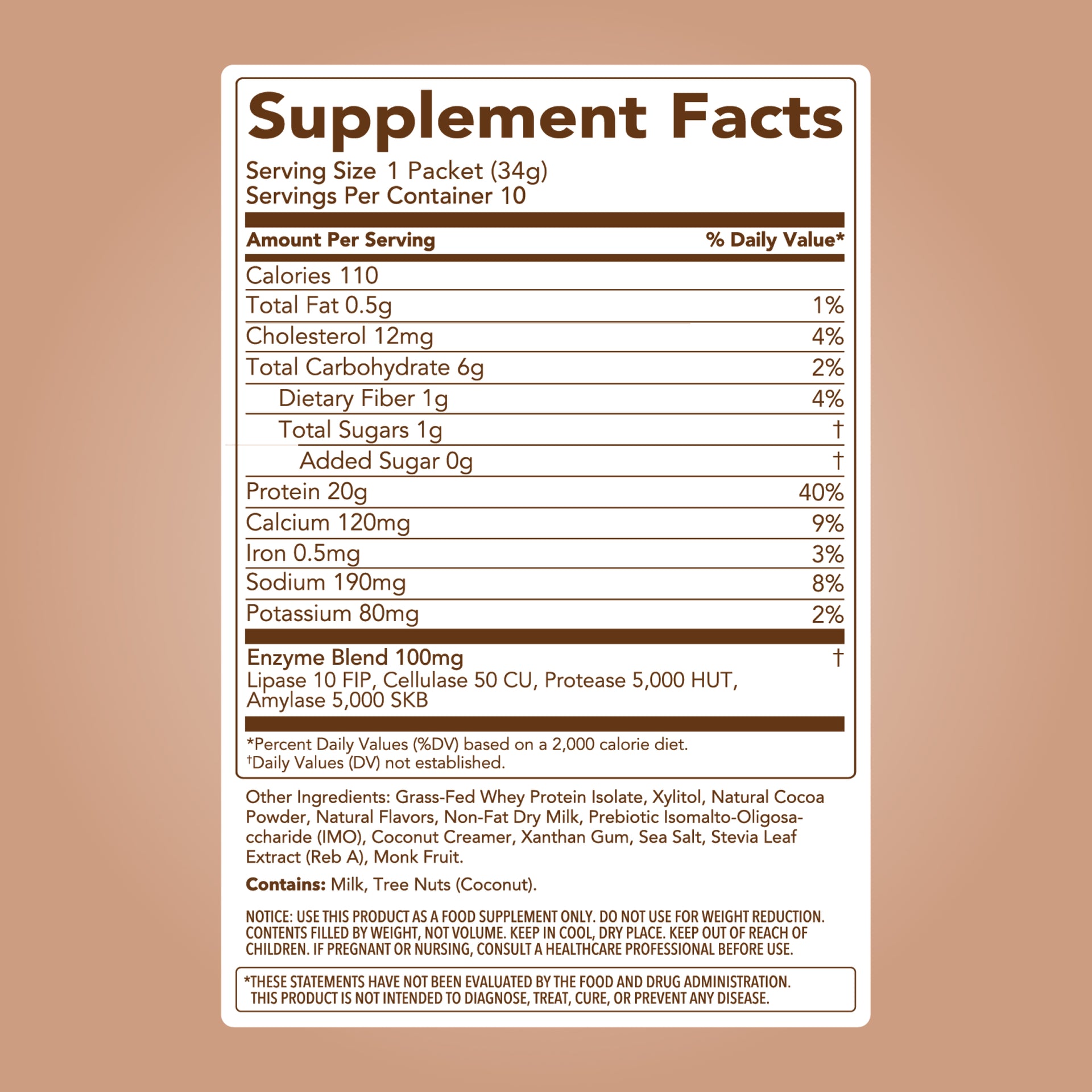 Protein Powder: Brownie Batter (10 Single Serving Stick Packs)