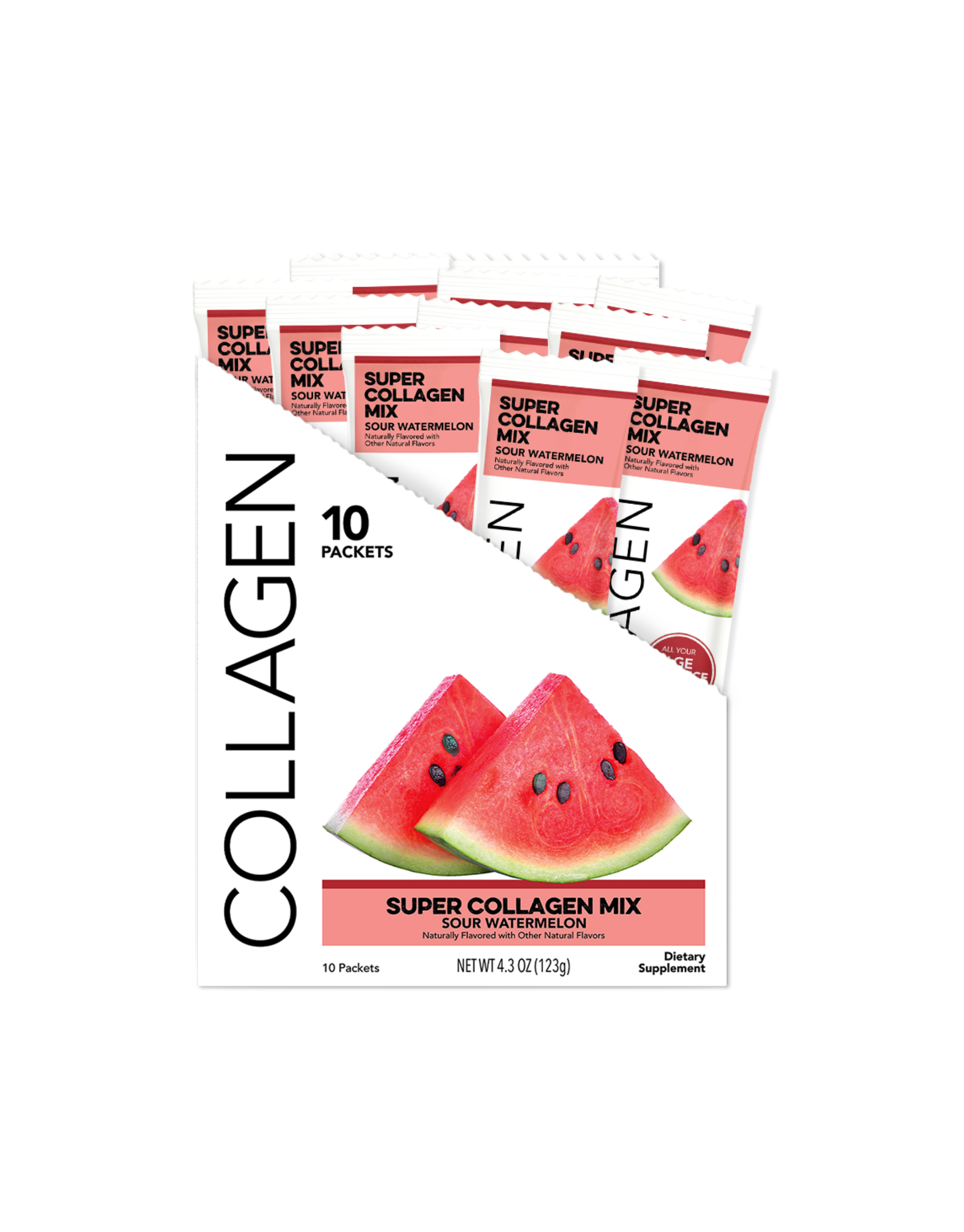 Collagen: Sour Watermelon Super Collagen Mix (10 Single Serving Stick Packs)