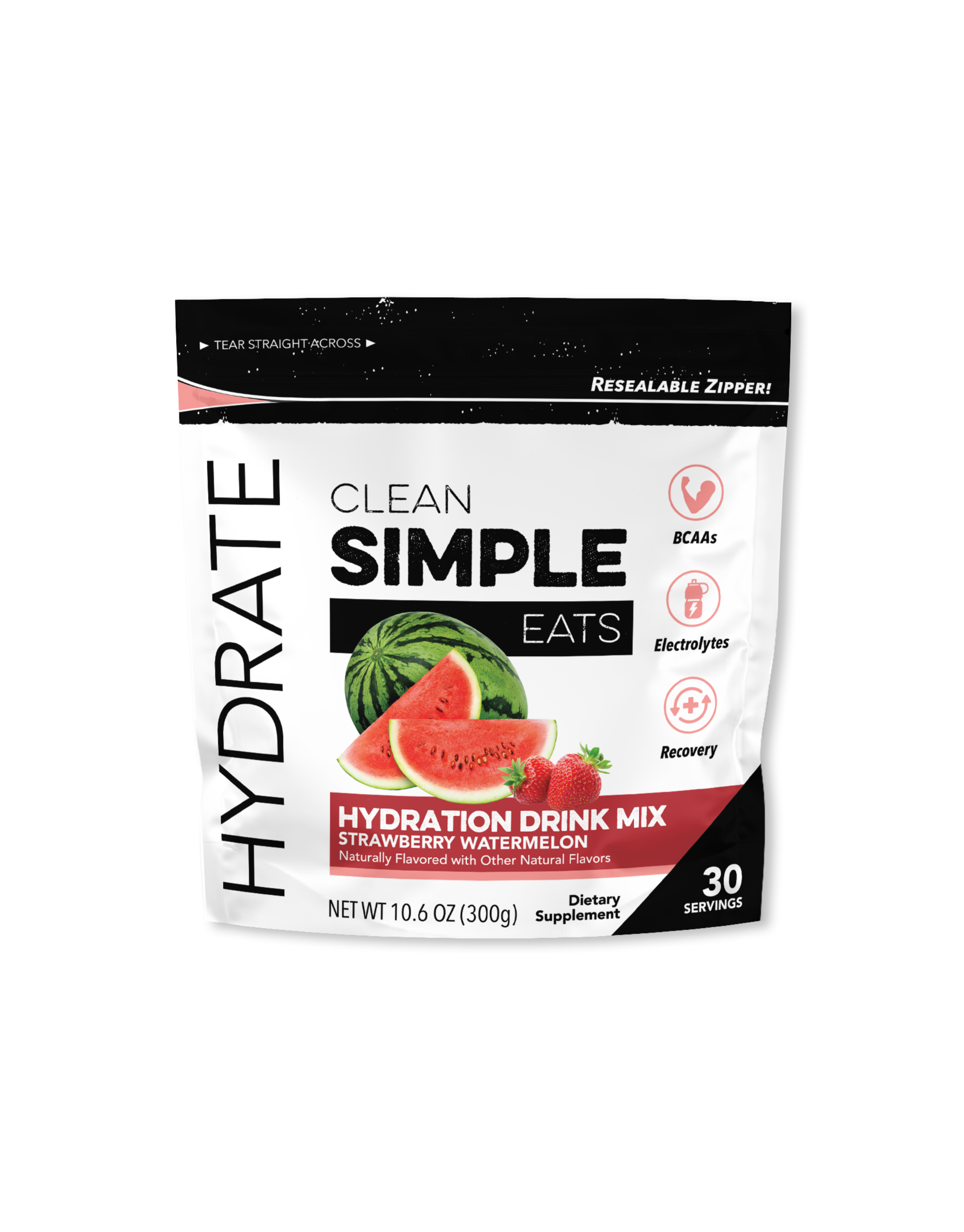 Hydrate: Strawberry Watermelon Hydration Drink Mix (30 Serving Bag)