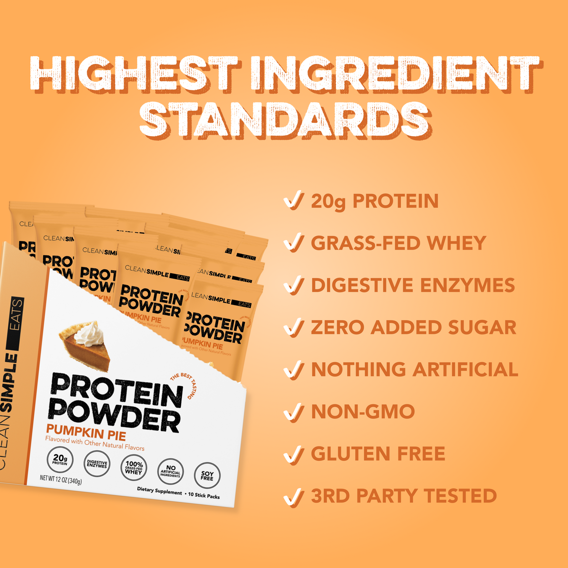 Protein Powder: Pumpkin Pie (10 Single Serving Stick Packs)