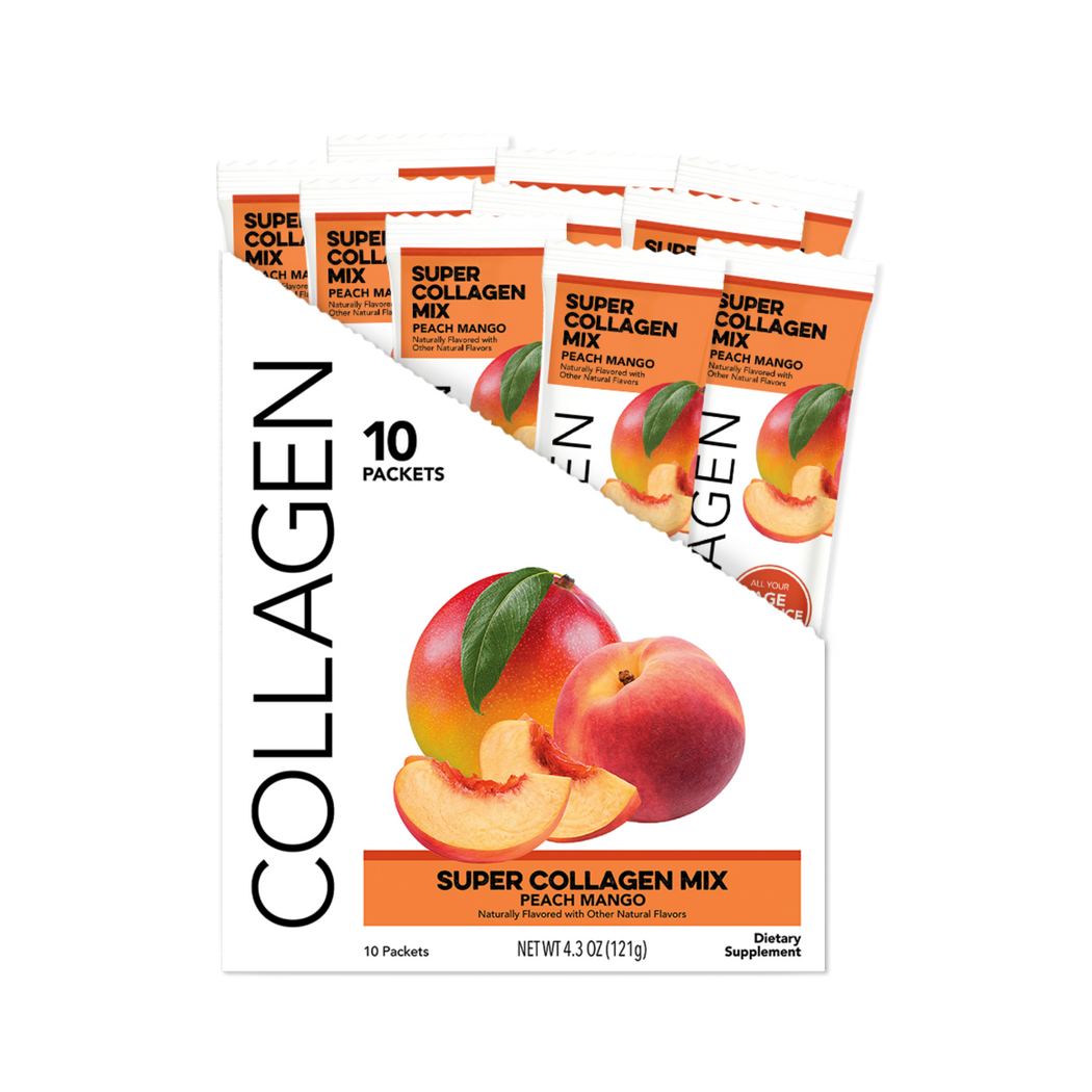 Collagen: Peach Mango Super Collagen Mix (10 Single Serving Stick Packs)