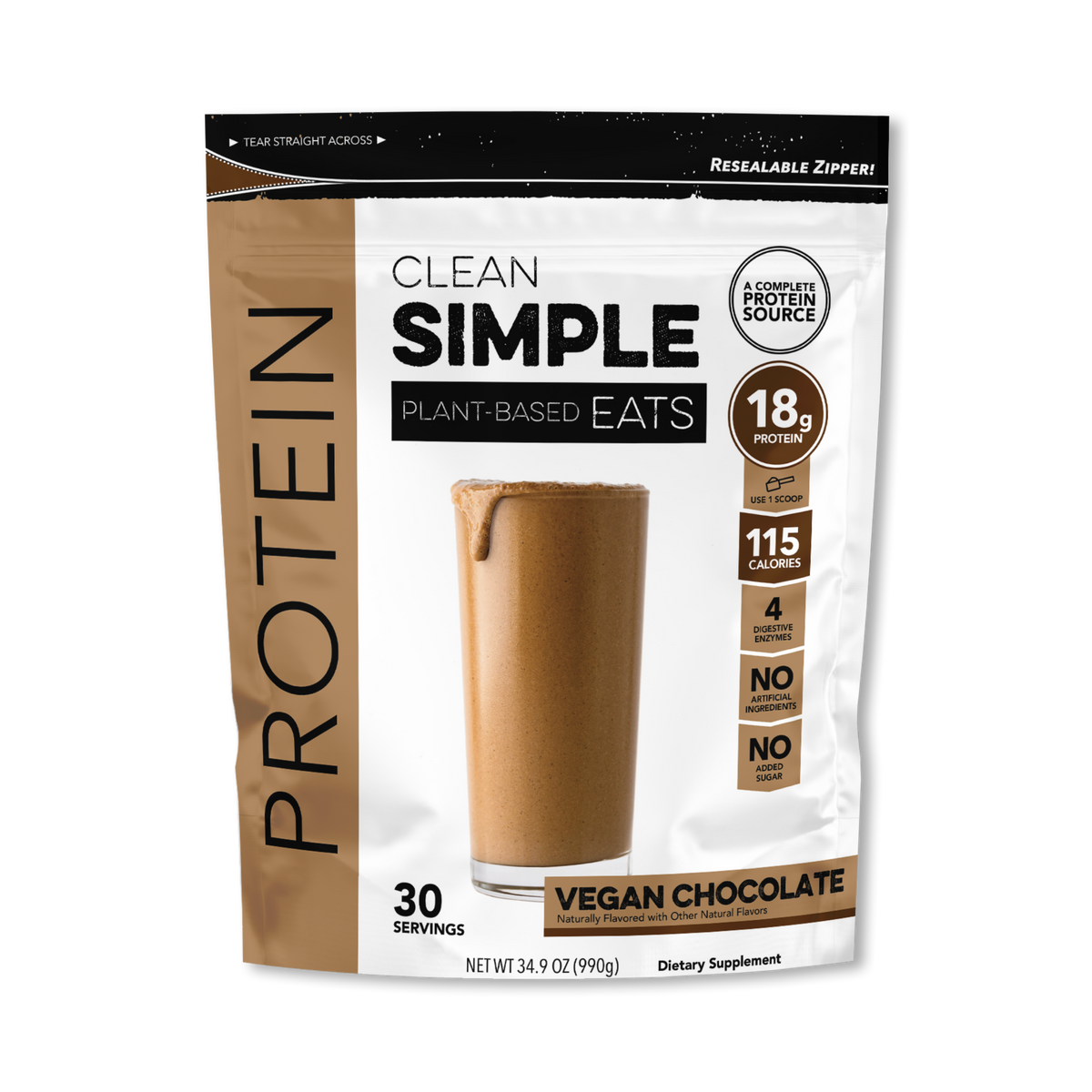 Protein Powder Vegan Chocolate, Gluten Free, Dairy Free Clean Simple