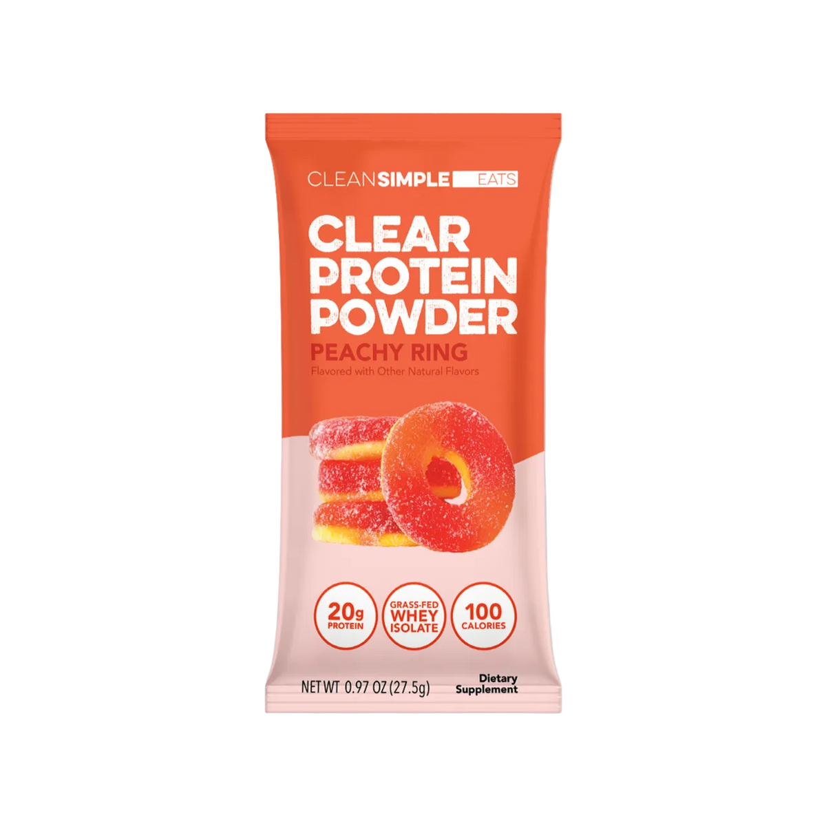 Clear Protein Powder: Peachy Ring (Single Serving Stick Pack Sample)