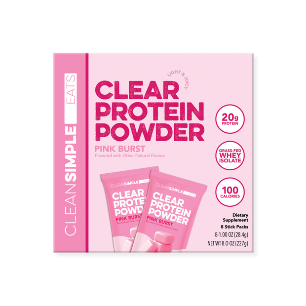 Clear Protein Powder: Pink Burst (8 Single Serving Stick Packs)