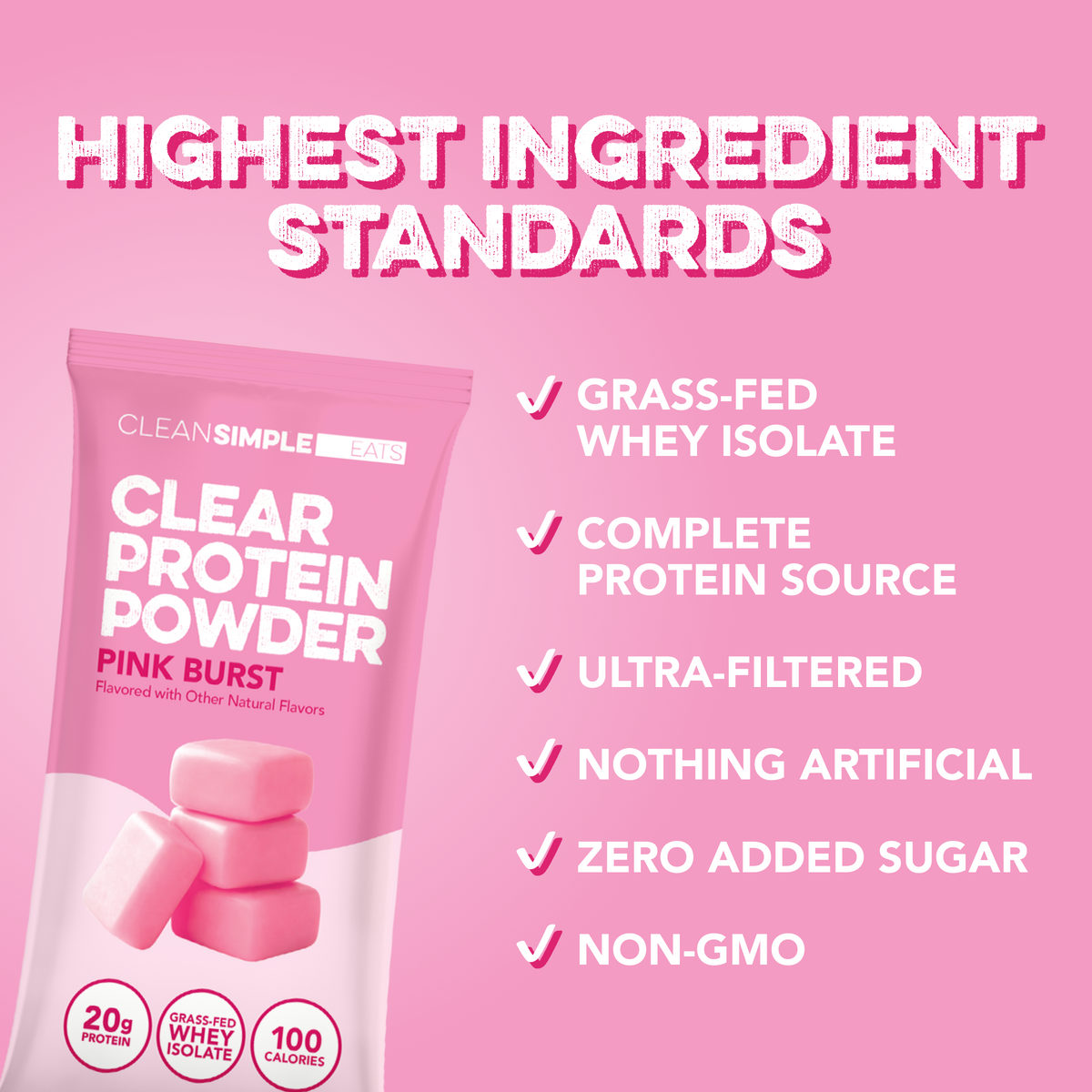 Clear Protein Powder - Pink Burst (8 Single Serving Stick Packs) | CSE ...
