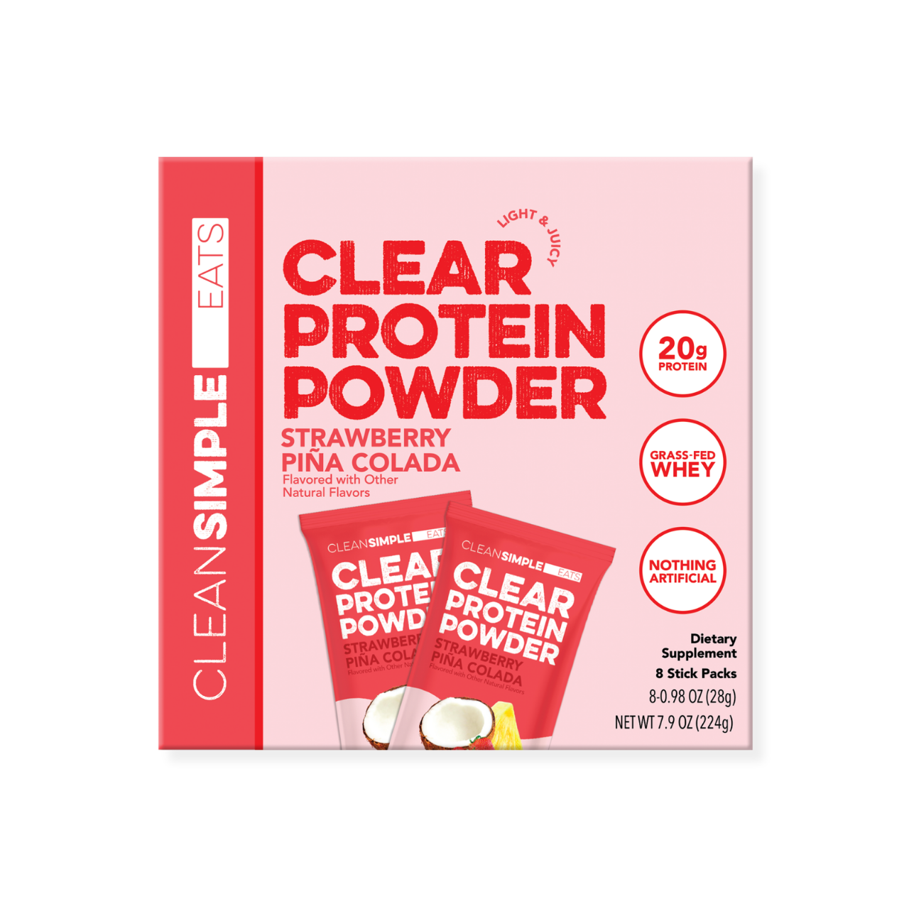 Clear Protein Powder: Strawberry Piña Colada (8 Single Serving Packs)