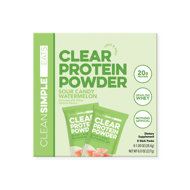 Clear Protein Powder: Sour Candy Watermelon (8 Single Serving Stick Packs)