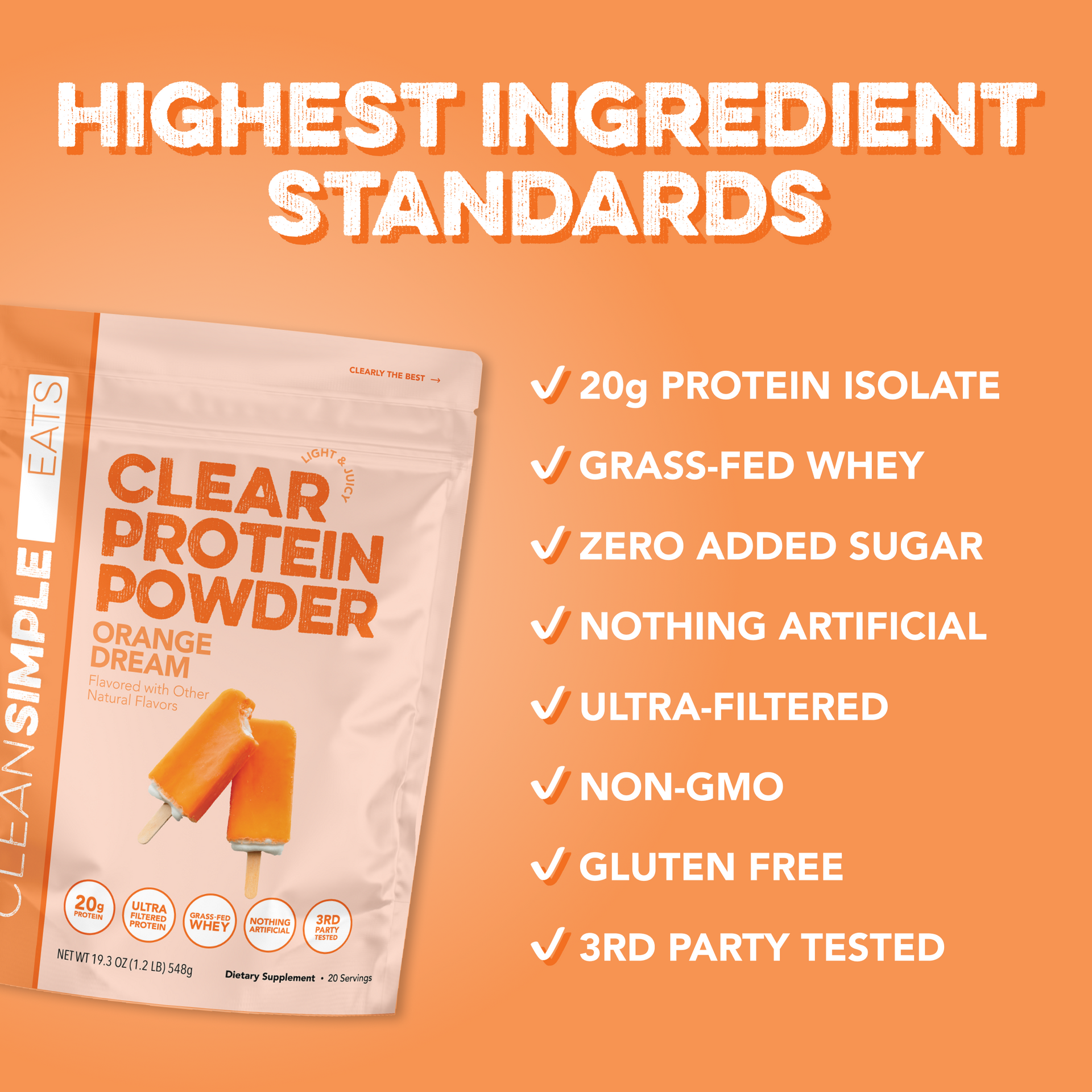 Clear Protein Powder: Orange Dream (20 Serving)