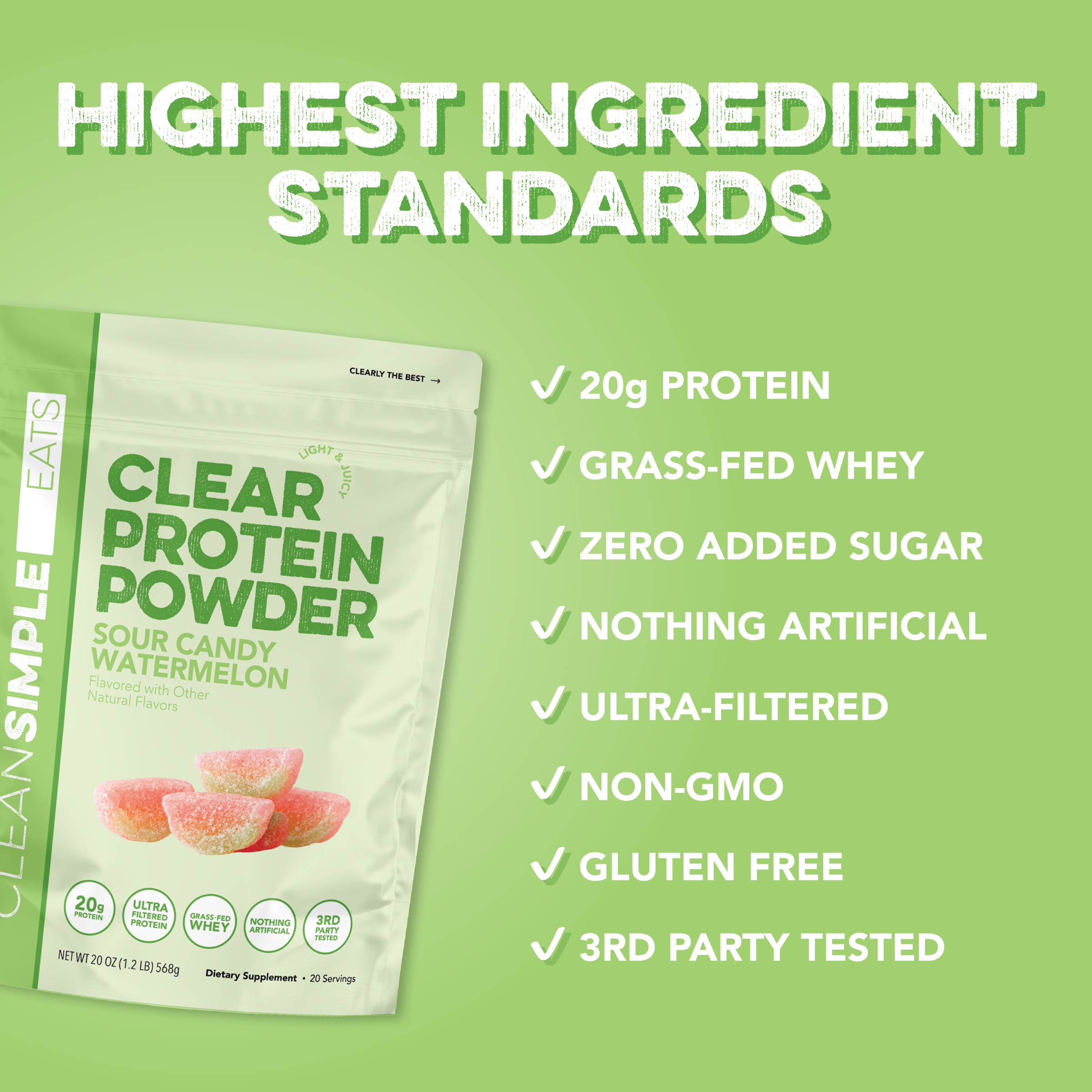 Clear Protein Powder: Sour Candy Watermelon