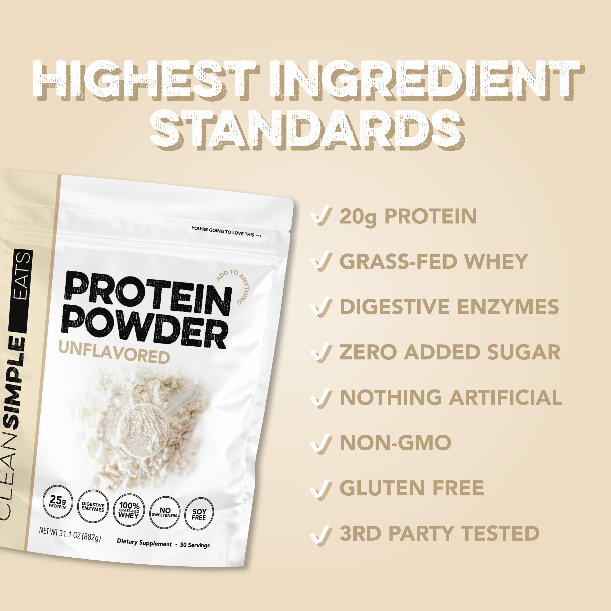 Protein Powder: Unflavored (30 Serving Bag)