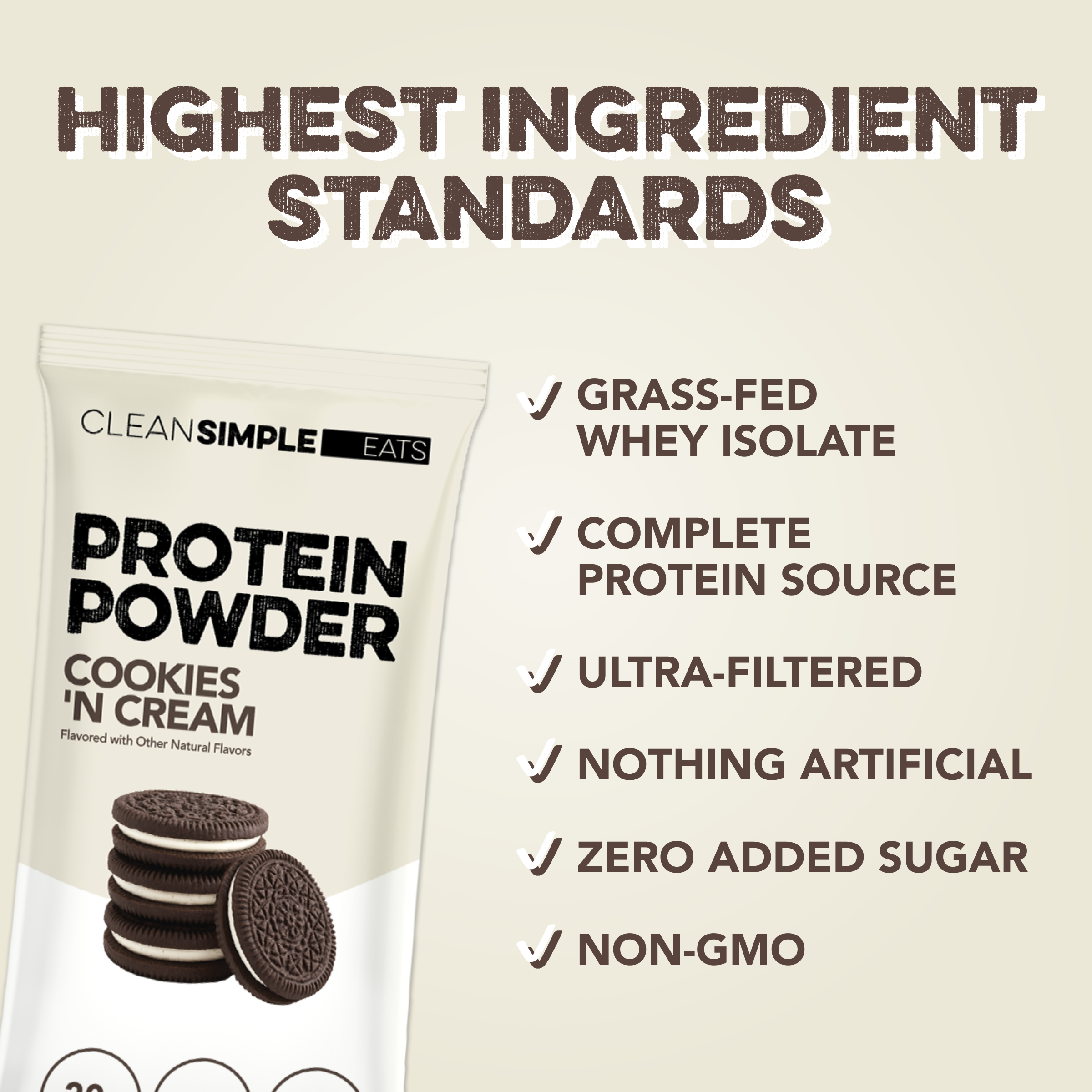 Protein Powder: Cookies 'N Cream (Single Serving Stick Pack Sample)