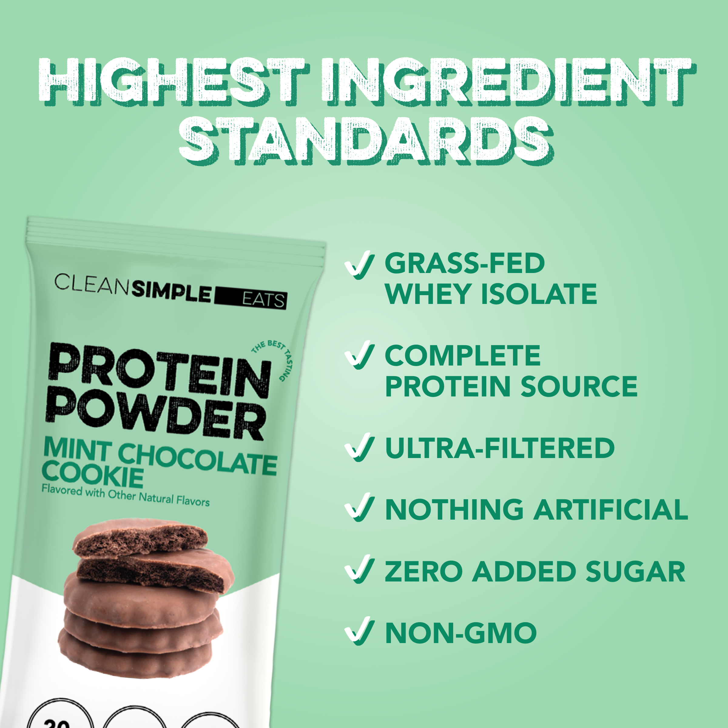 Protein Powder: Mint Chocolate Cookie (10 Single Serving Stick Packs)