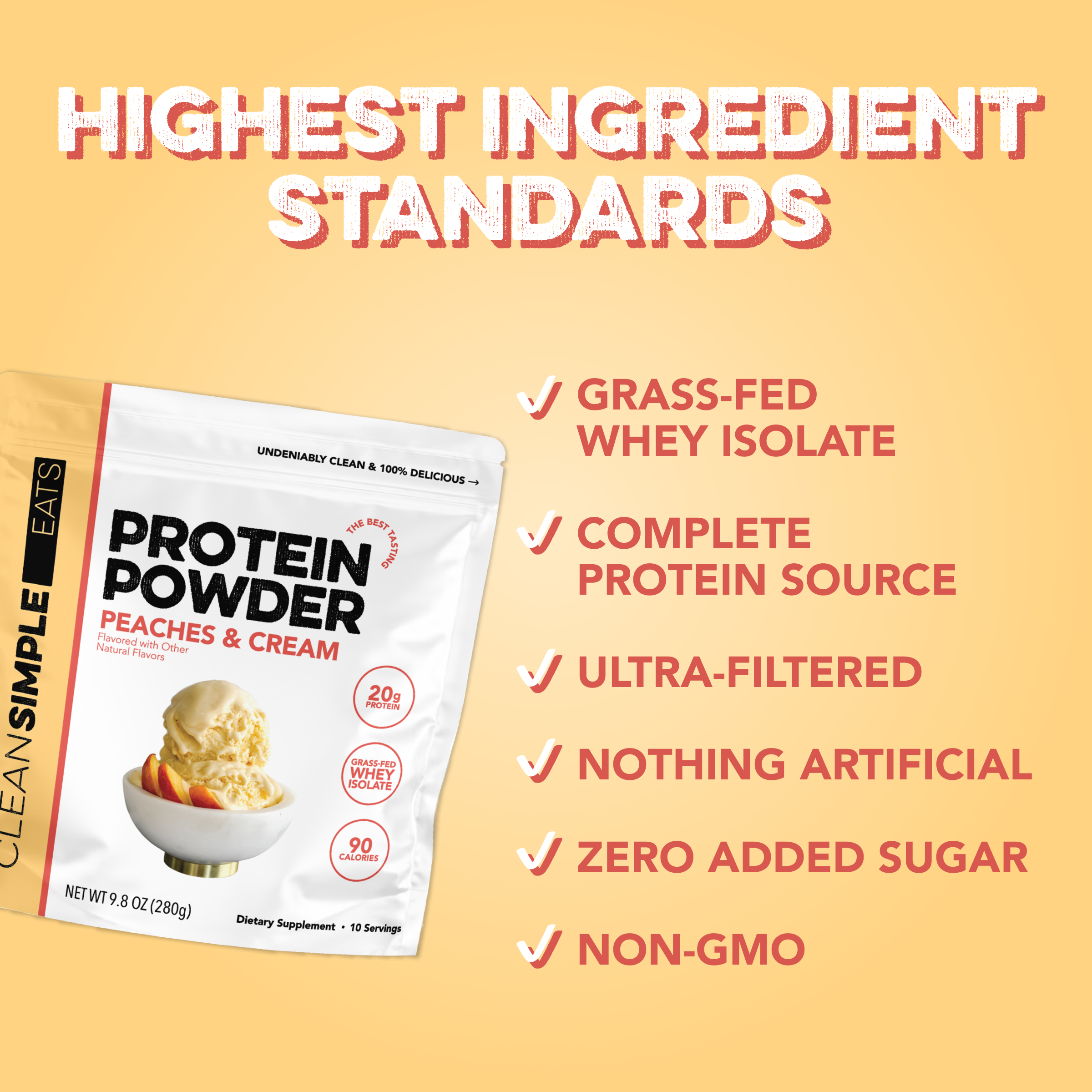 Protein Powder: Peaches & Cream (10 Serving Bag)