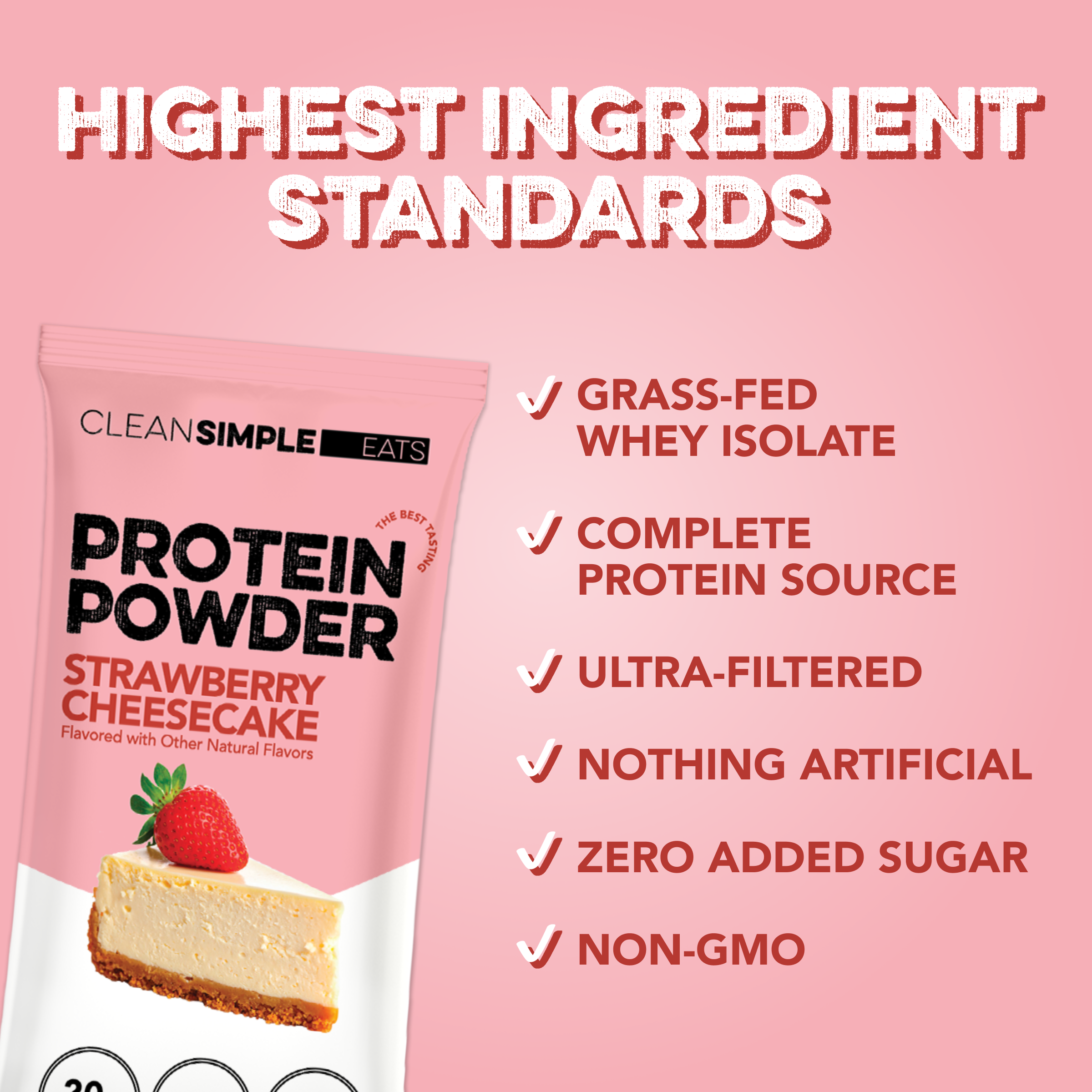 Protein Powder: Strawberry Cheesecake (10 Single Serving Stick Packs)