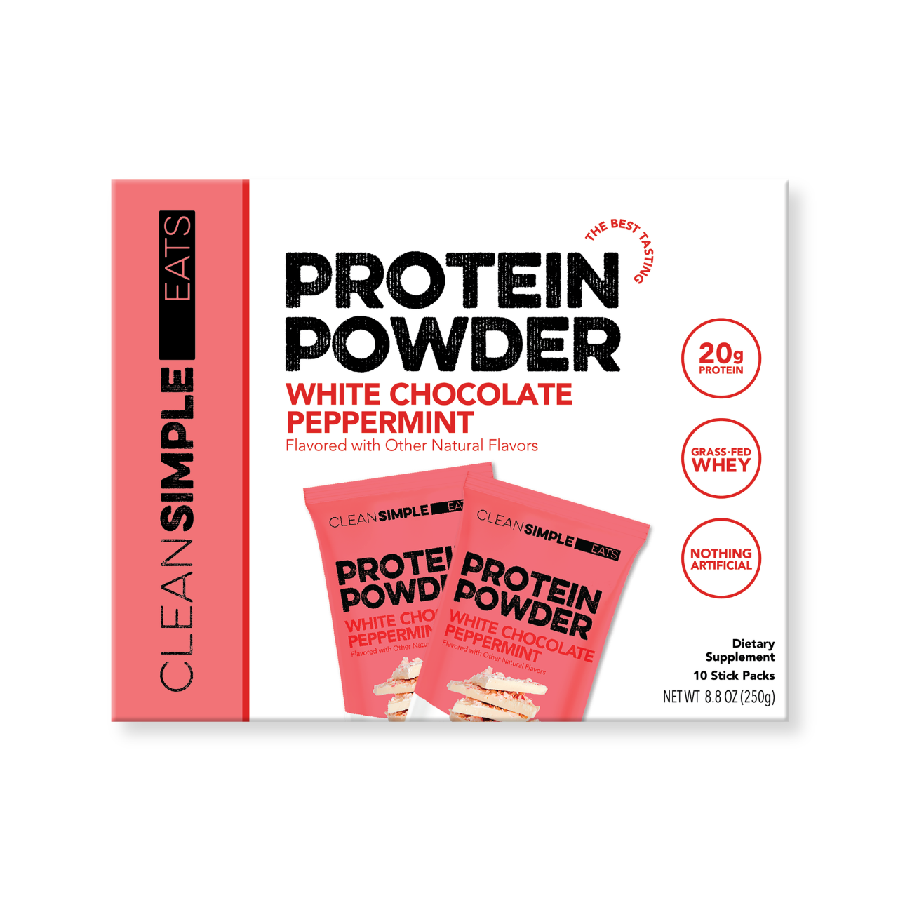 Protein Powder: White Chocolate Peppermint (10 Single Serving Stick Packs)