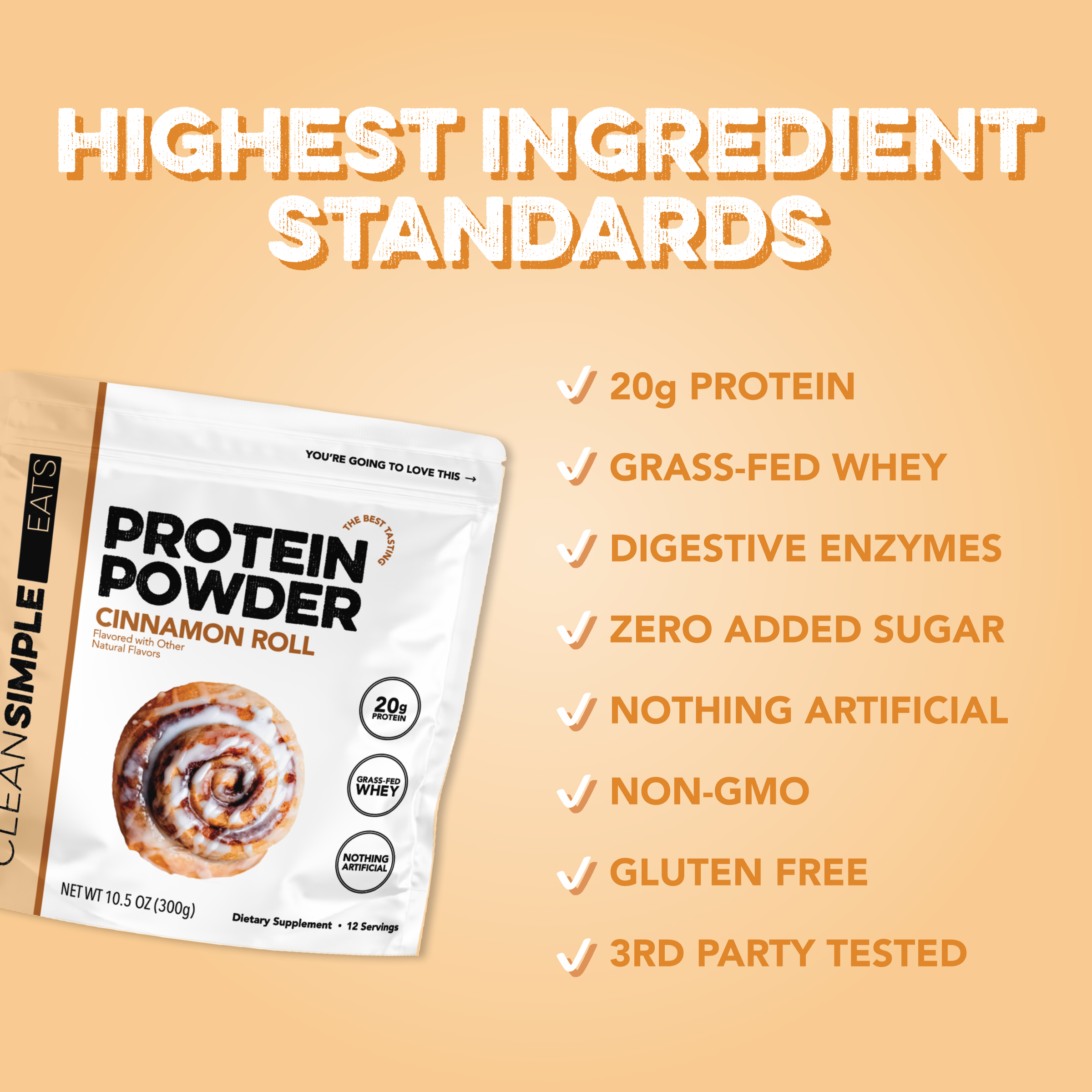 Protein Powder: Cinnamon Roll (12 Serving Bag)