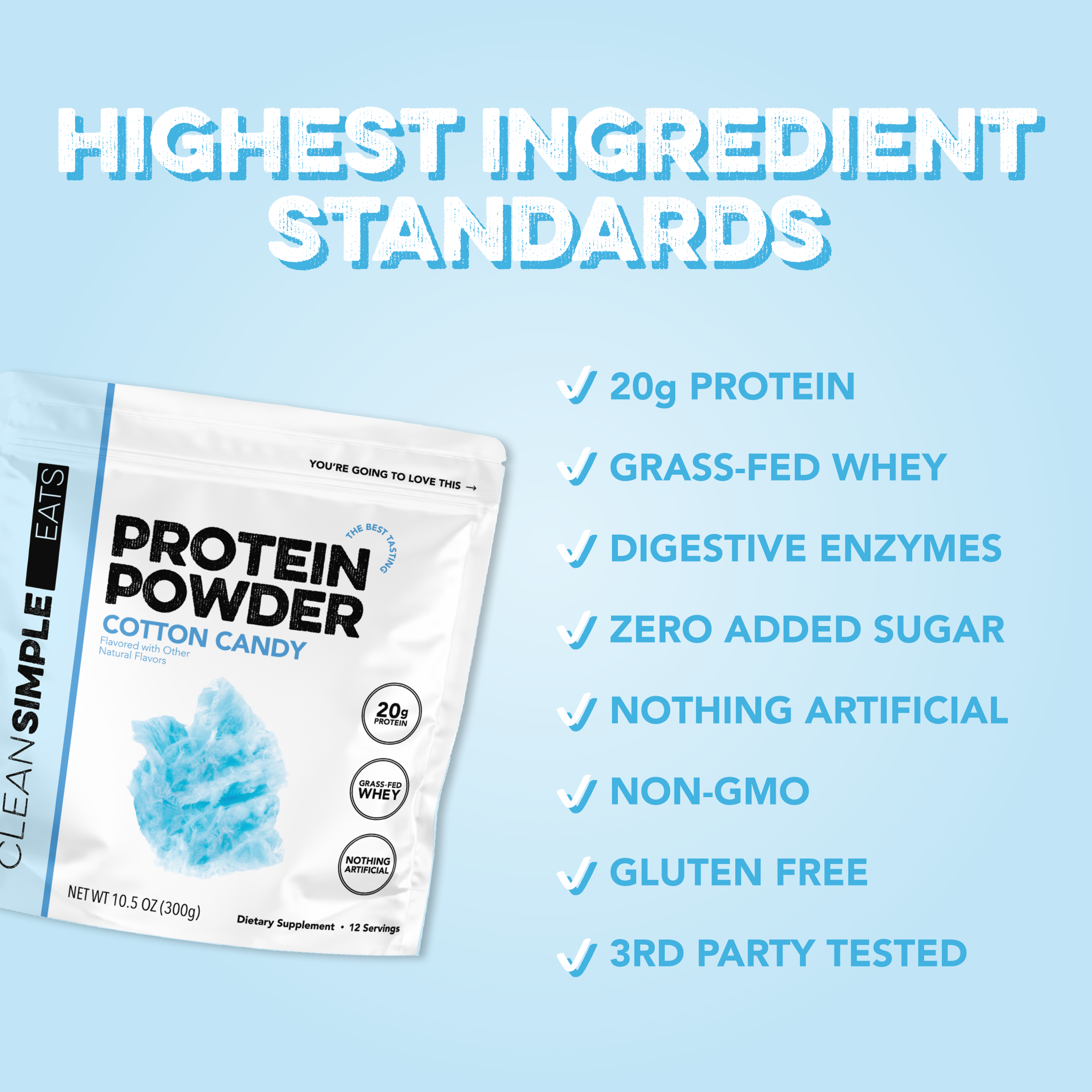 Protein Powder: Cotton Candy (12 Serving Bag)