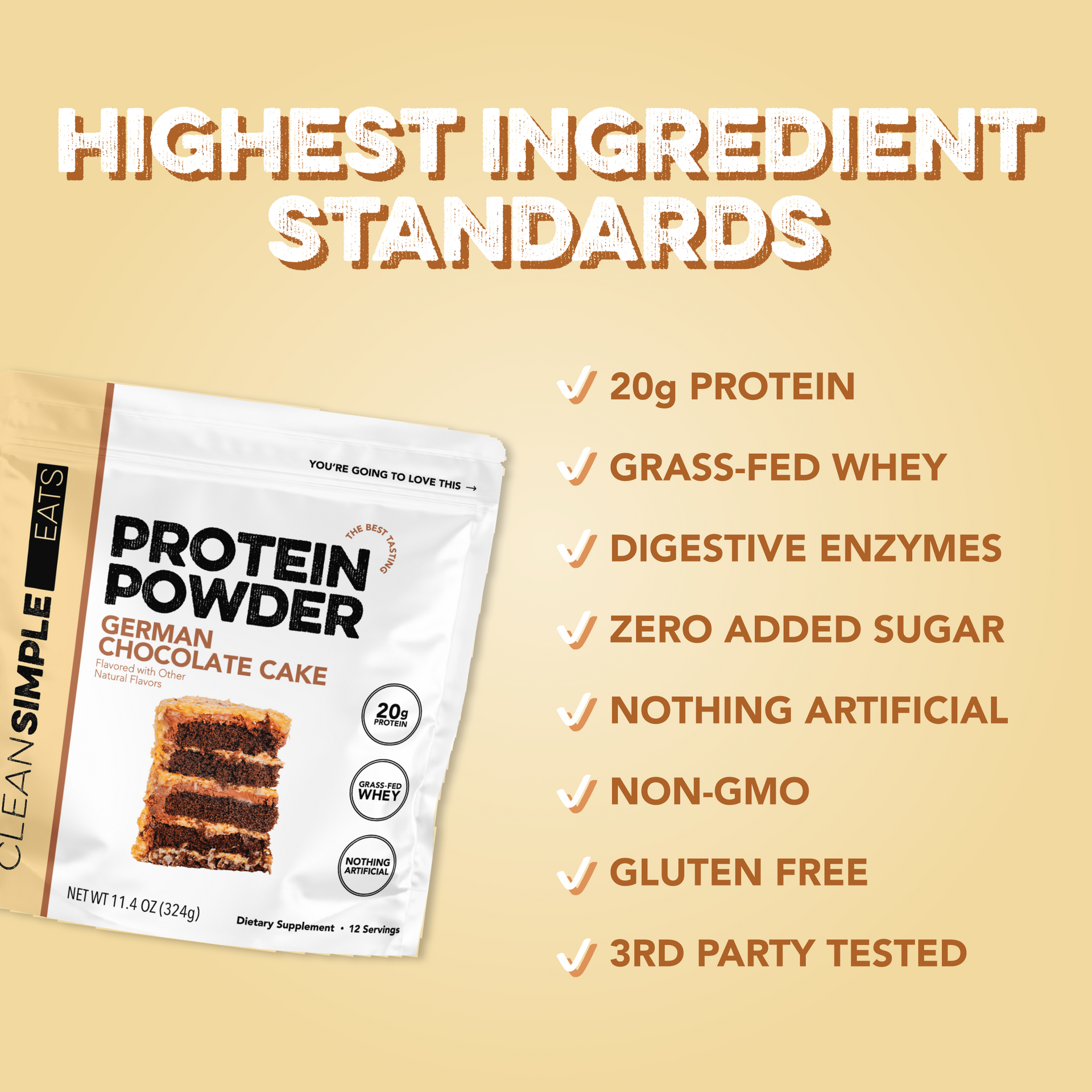 Protein Powder: German Chocolate Cake (12 Serving Bag)