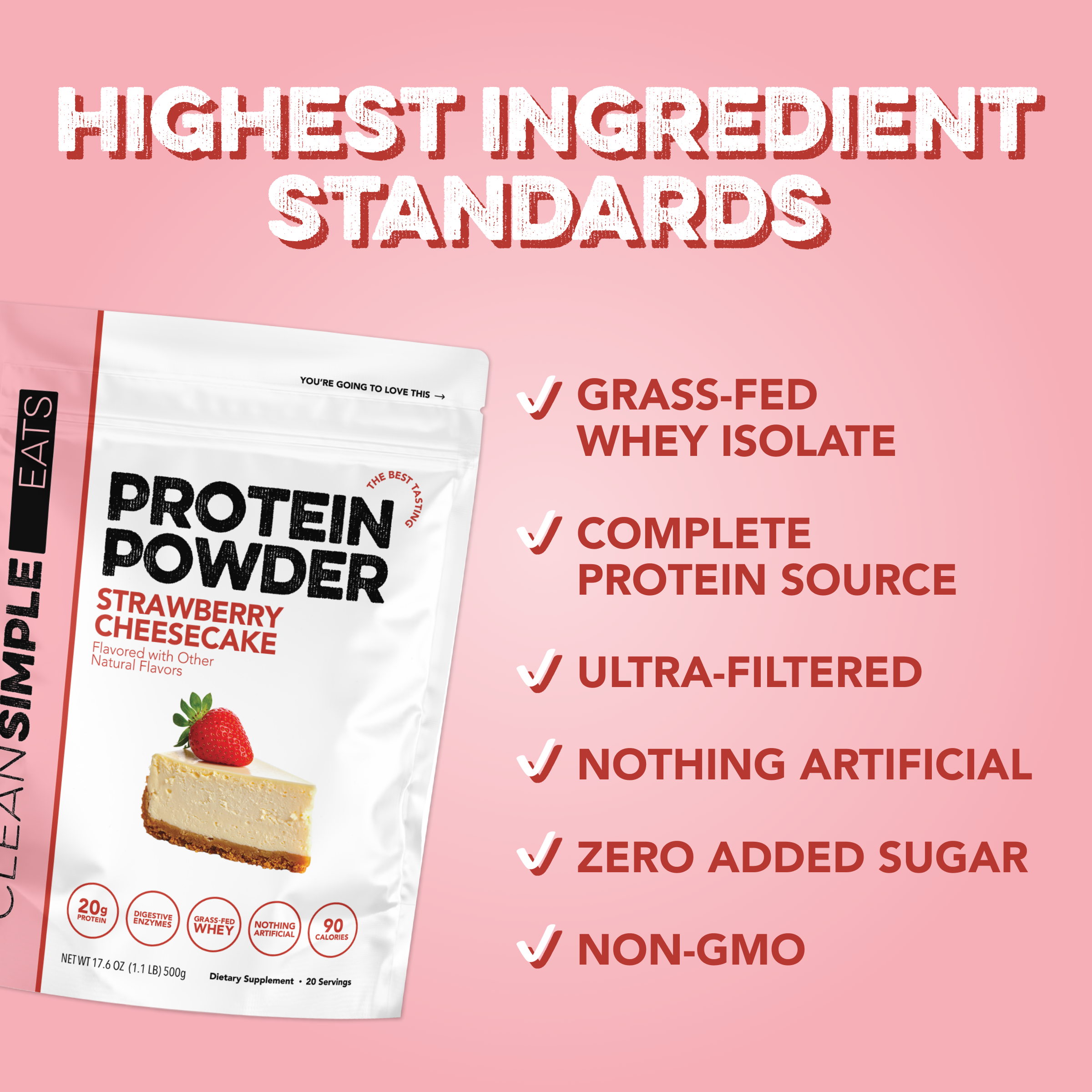 Protein Powder: Strawberry Cheesecake (20 Serving Bag)