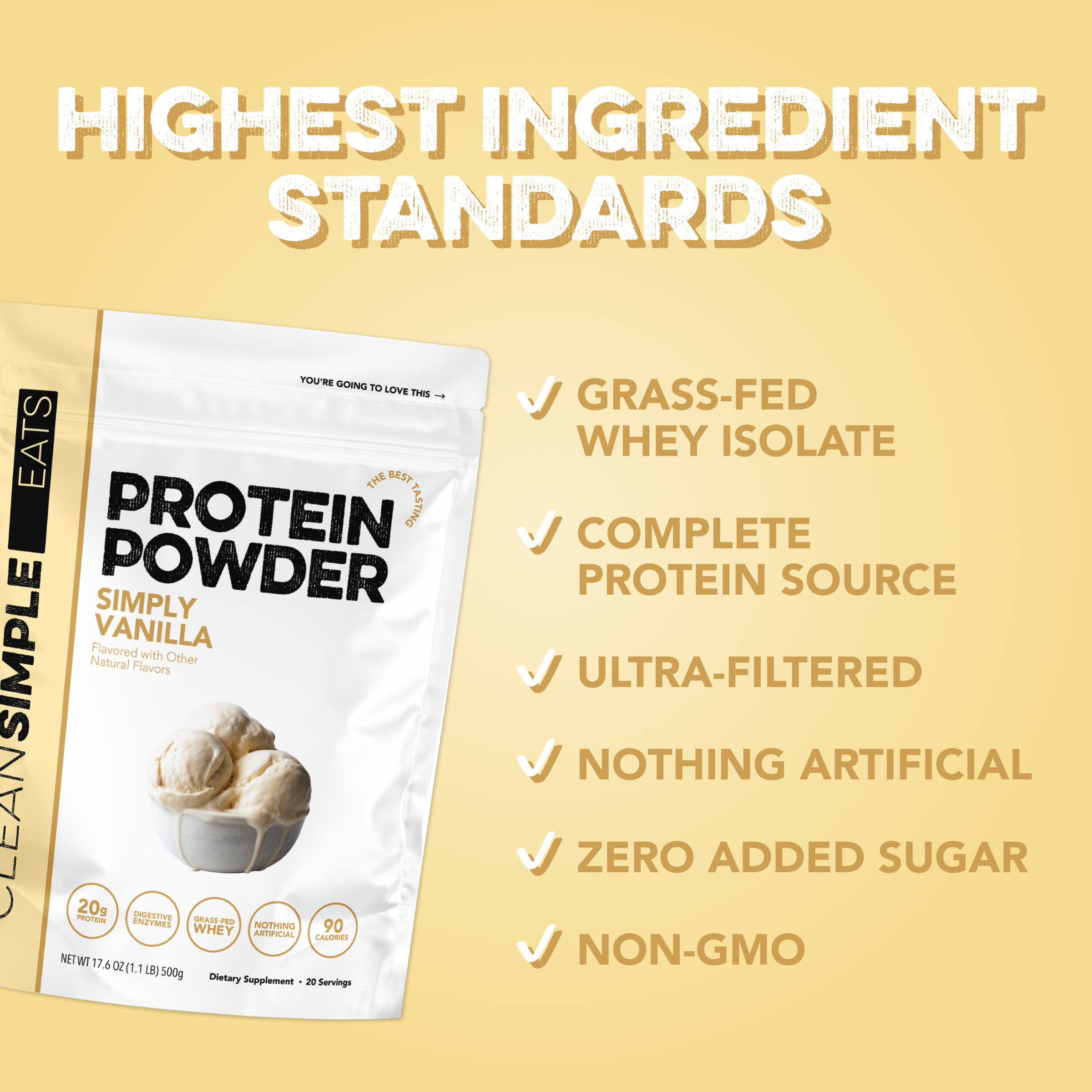 Protein Powder: Simply Vanilla (20 Serving Bag)