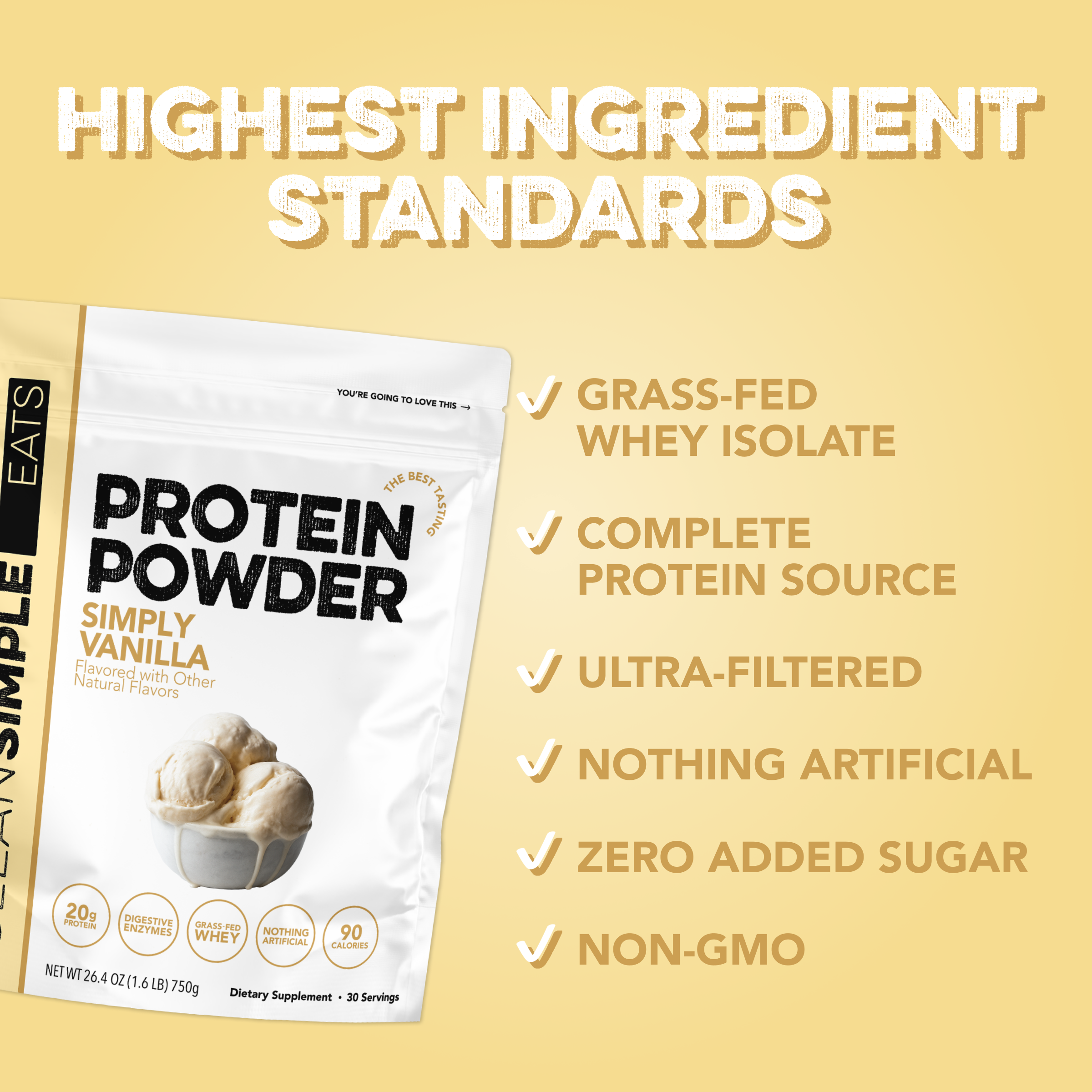 Protein Powder: Simply Vanilla (30 Serving Bag)