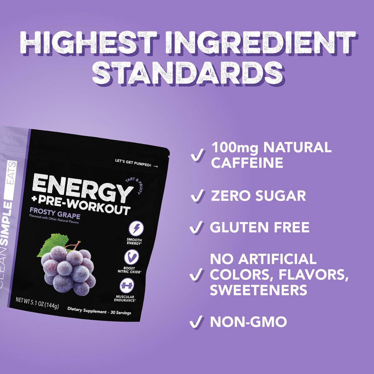 Energy + Pre-Workout - Frosty Grape | CSE – Clean Simple Eats