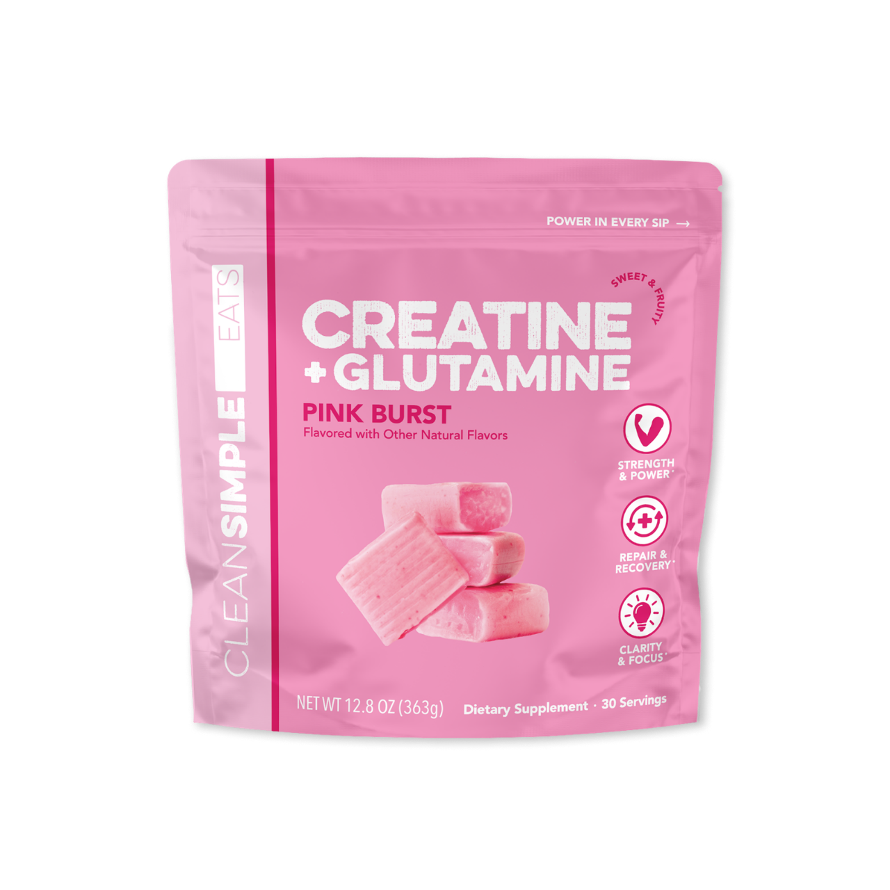 Creatine + Glutamine: Pink Burst (30 Serving Bag)