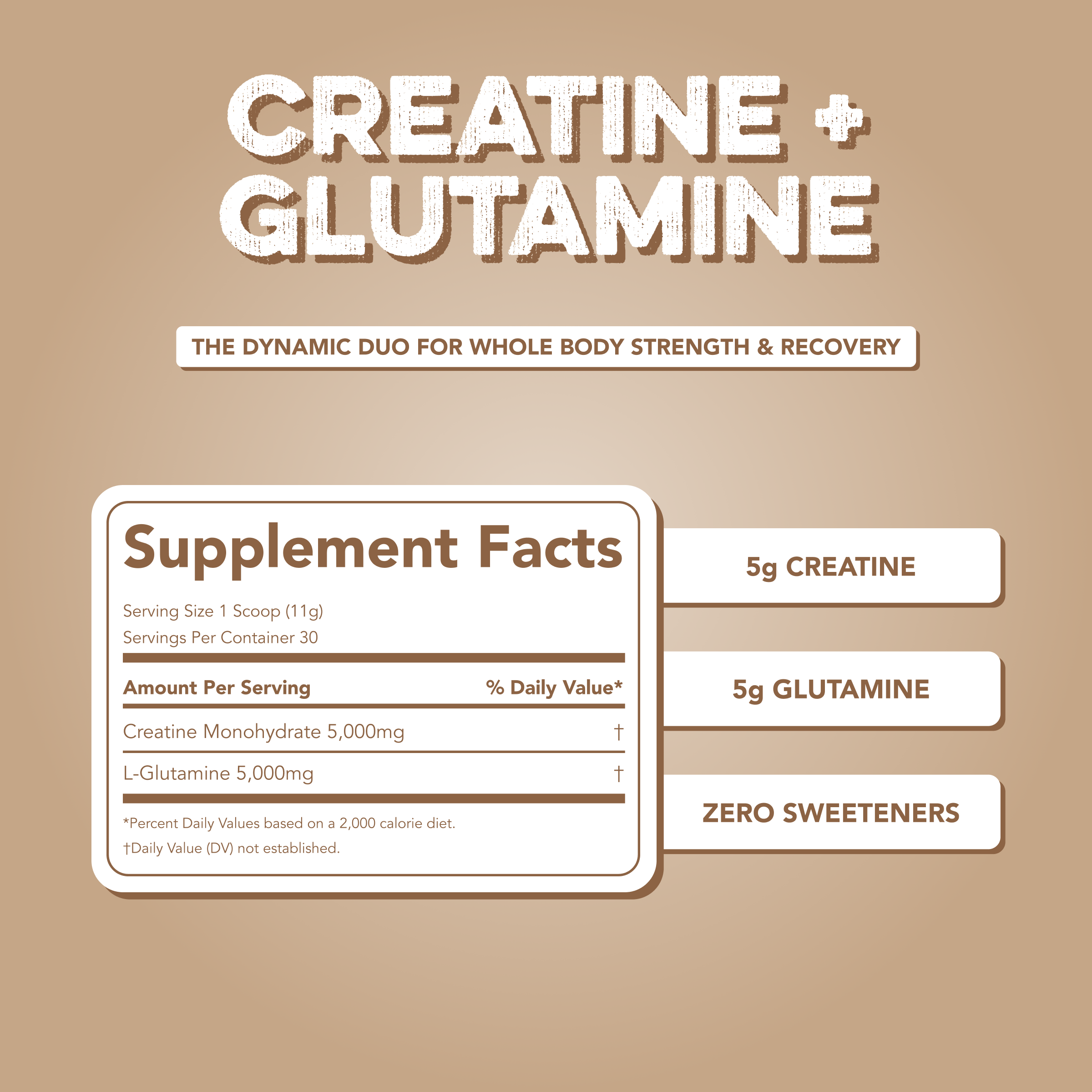 Creatine + Glutamine: Unflavored (30 Serving Bag) | CSE Clean Simple Eats Creatine + Glutamine: Unflavored (30 Serving Bag) | CSE Clean Simple Eats