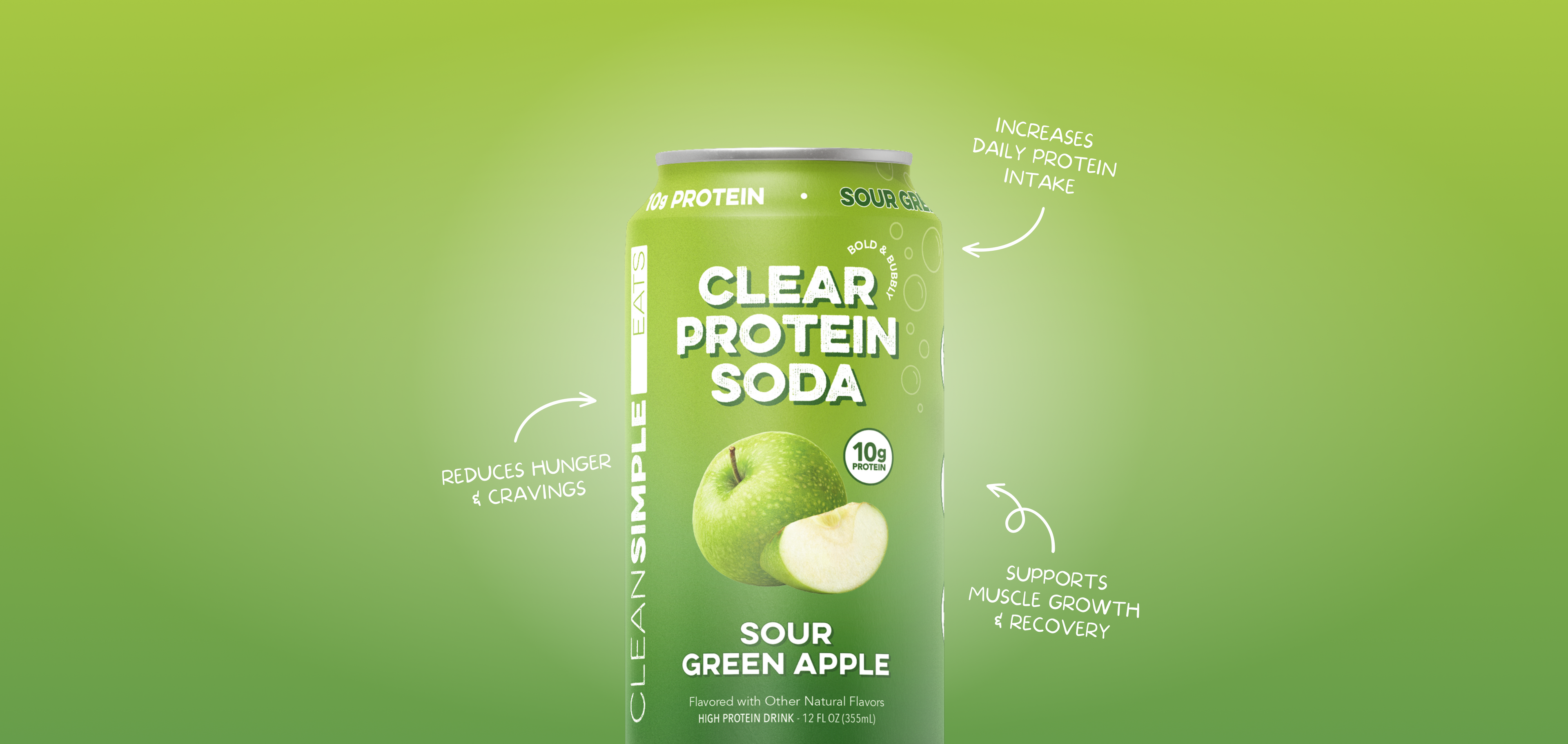 Clear Protein Soda: Sour Green Apple (12oz | 12 Pack)