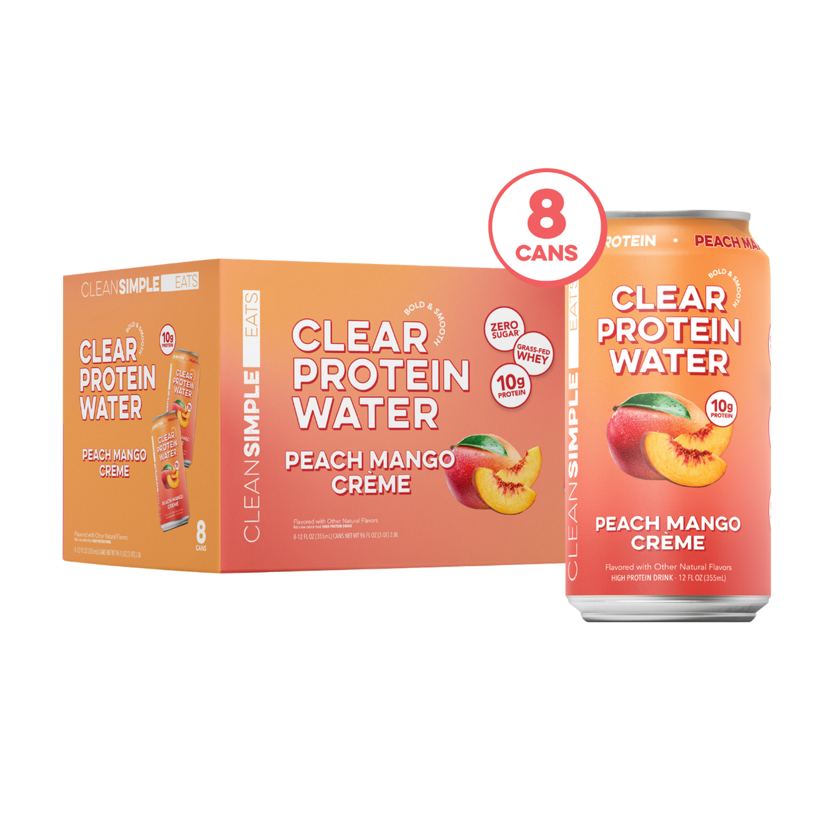 Clear Protein Water: Peach Mango Creme (12 Oz. | 8 Pack)