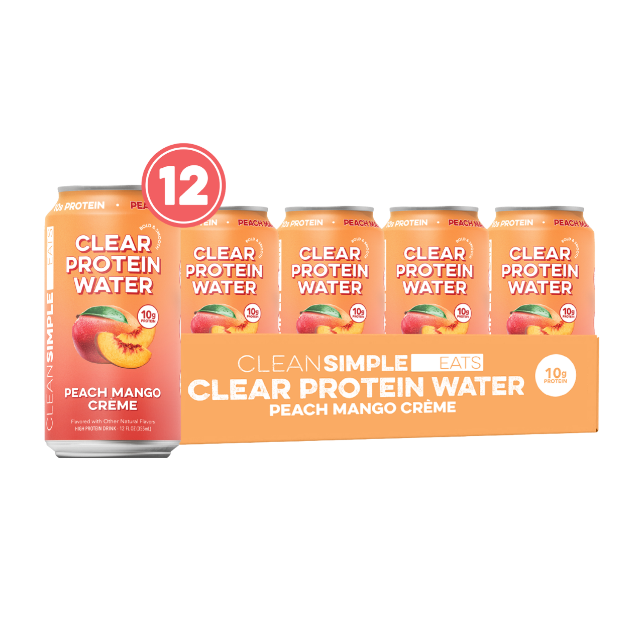 Clear Protein Water: Peach Mango Créme (12 Oz. | 12 Pack)