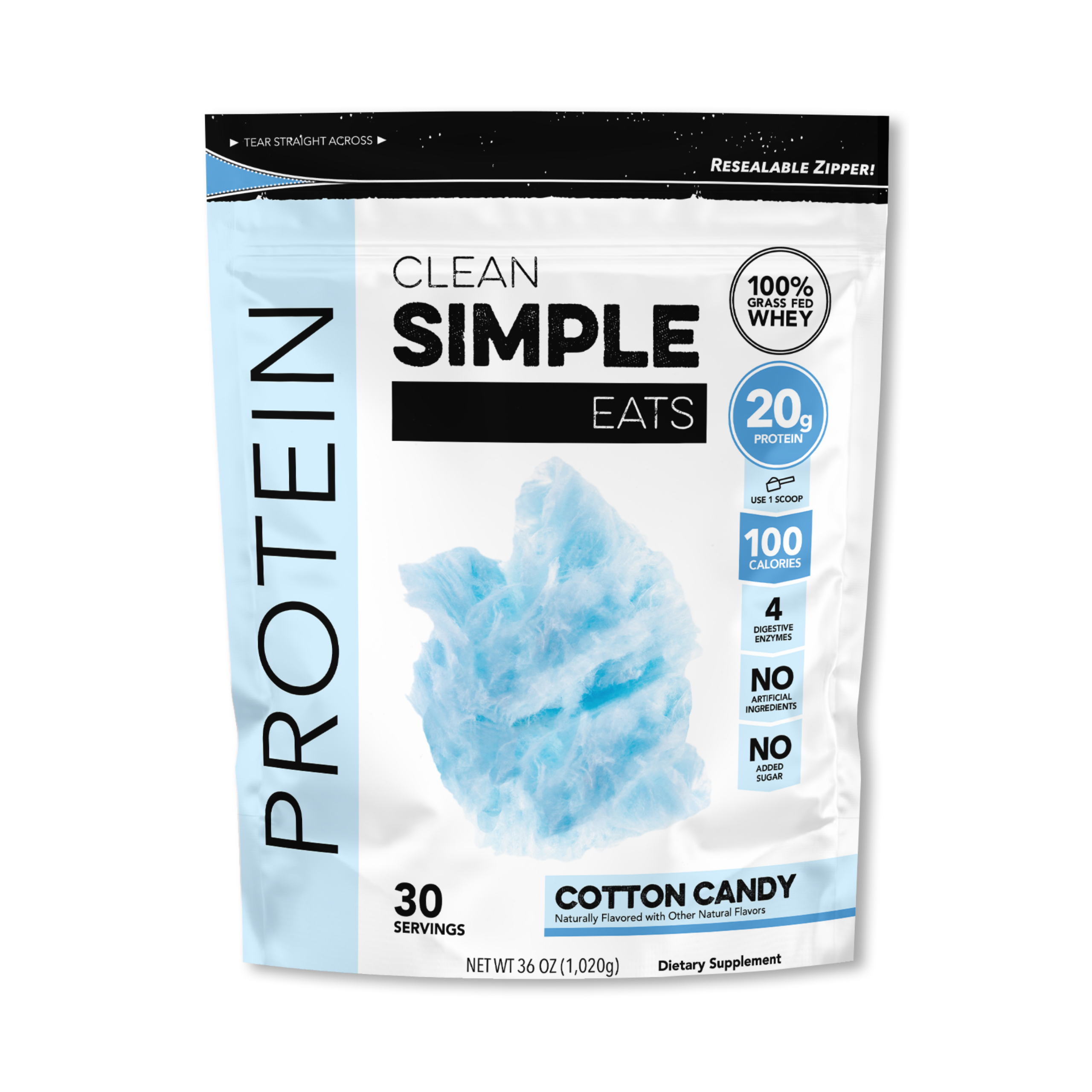 Protein Powder: Cotton Candy (30 Serving Bag)