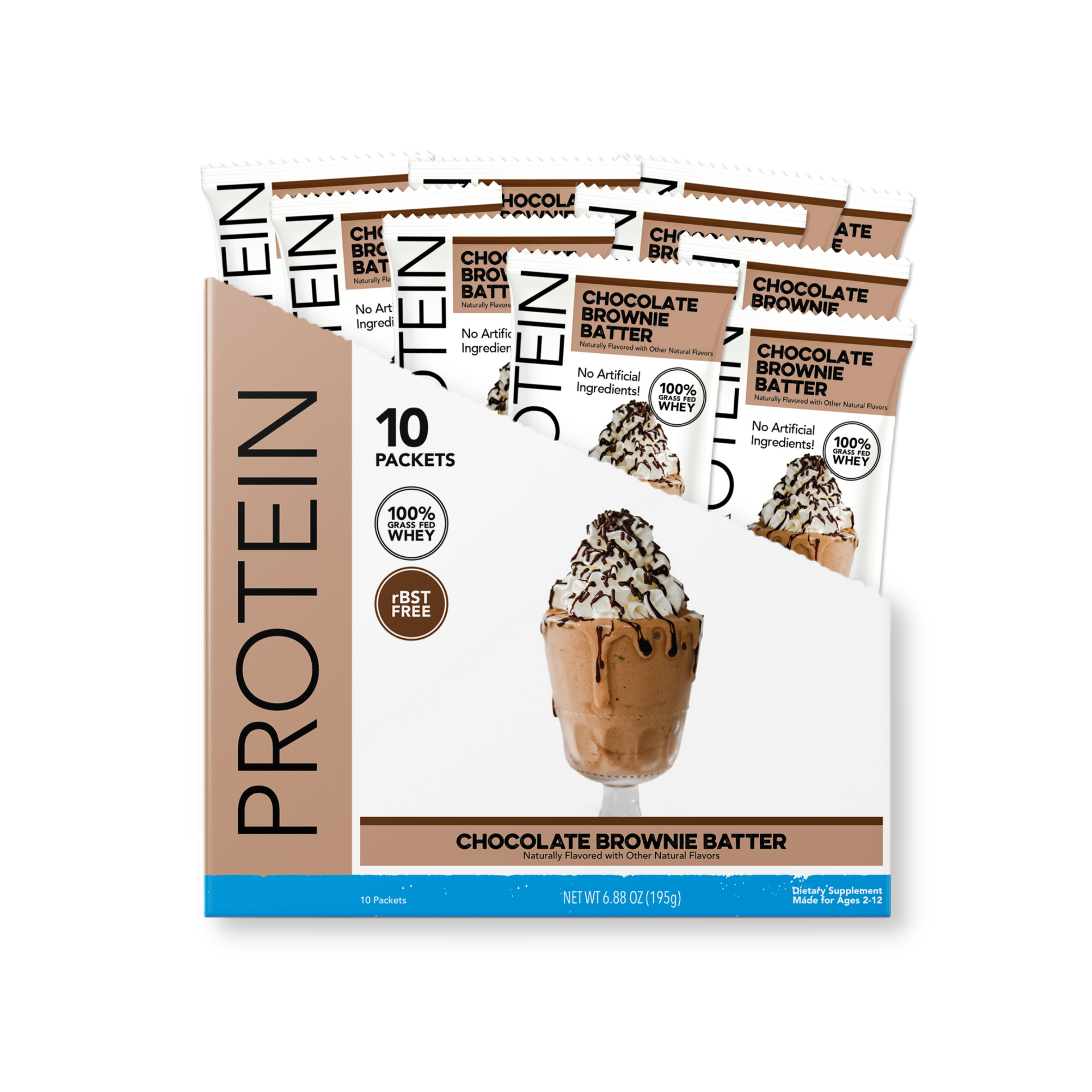 Kid's Protein Powder: Chocolate Brownie Batter (10 Single Serving Stick Packs)