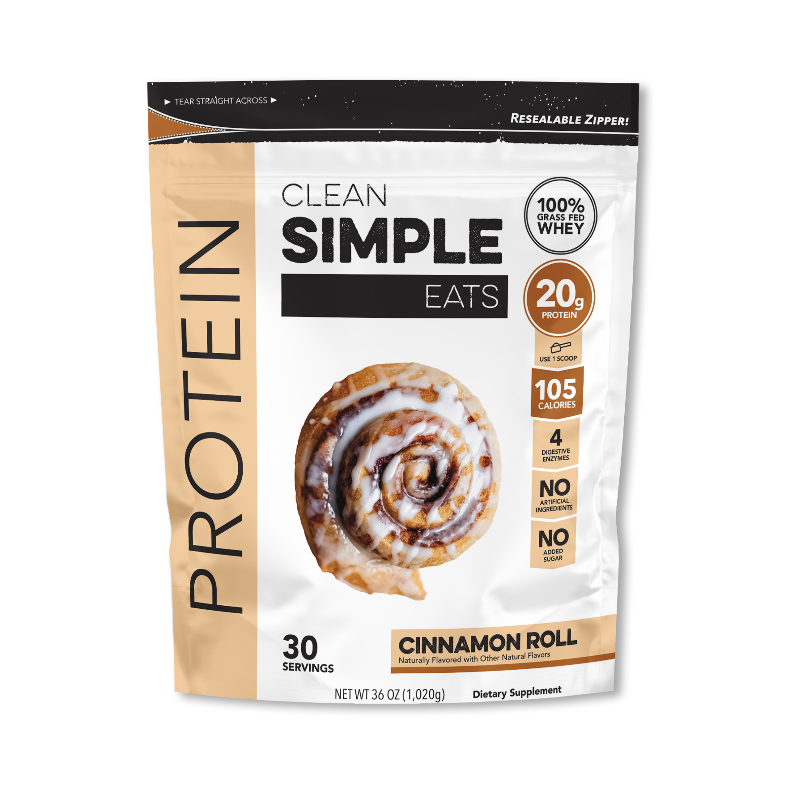 Protein Powder Cinnamon Roll (30 Serving Bag) Clean Simple Eats