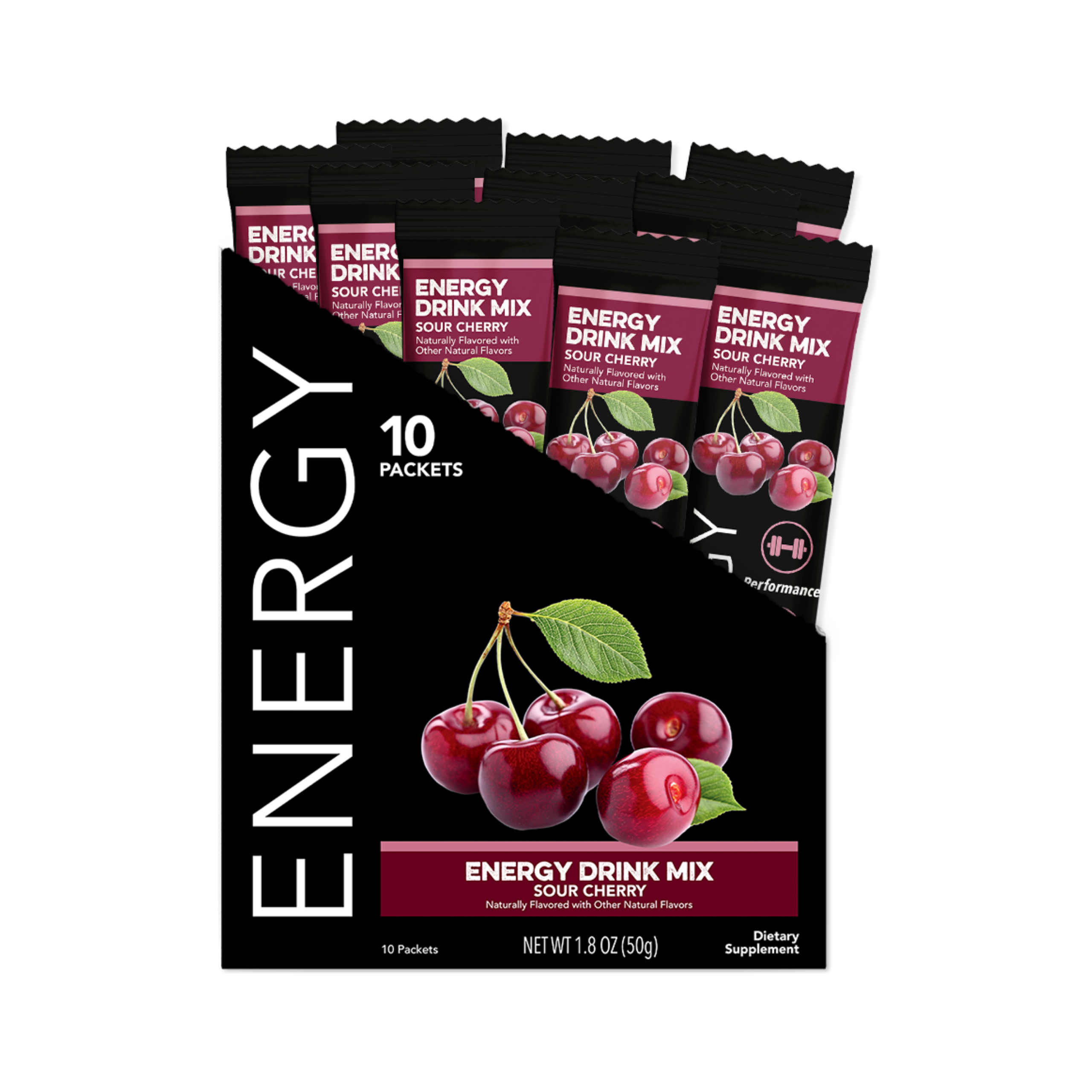 Energy: Sour Cherry Energy Drink Mix (10 Single Serving Stick Packs)