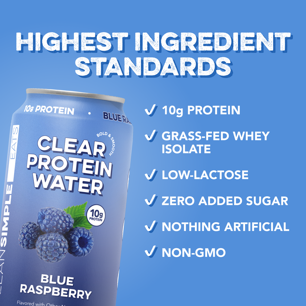 Clear Protein Water: Blue Razz (12 Oz. | 12 Pack) | CSE – Clean Simple Eats