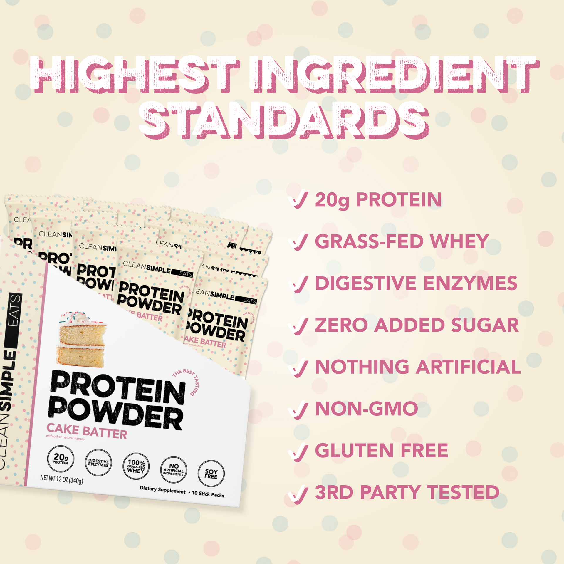 Protein Powder: Cake Batter (10 Single Serving Stick Packs)