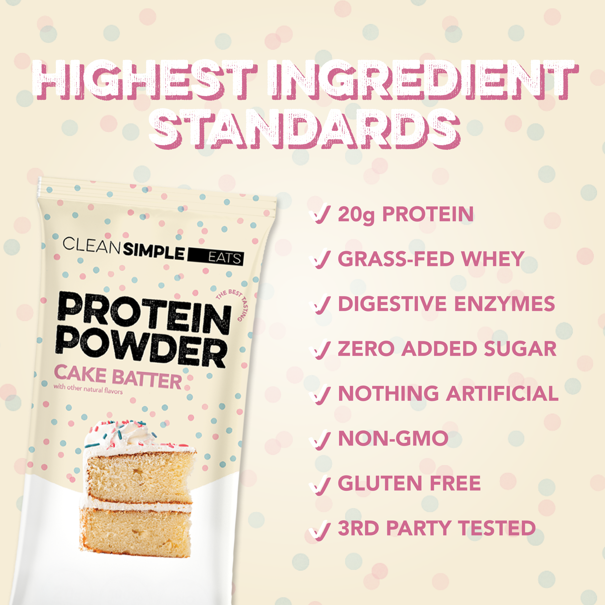 Protein Powder: Cake Batter (10 Single Serving Stick Packs)