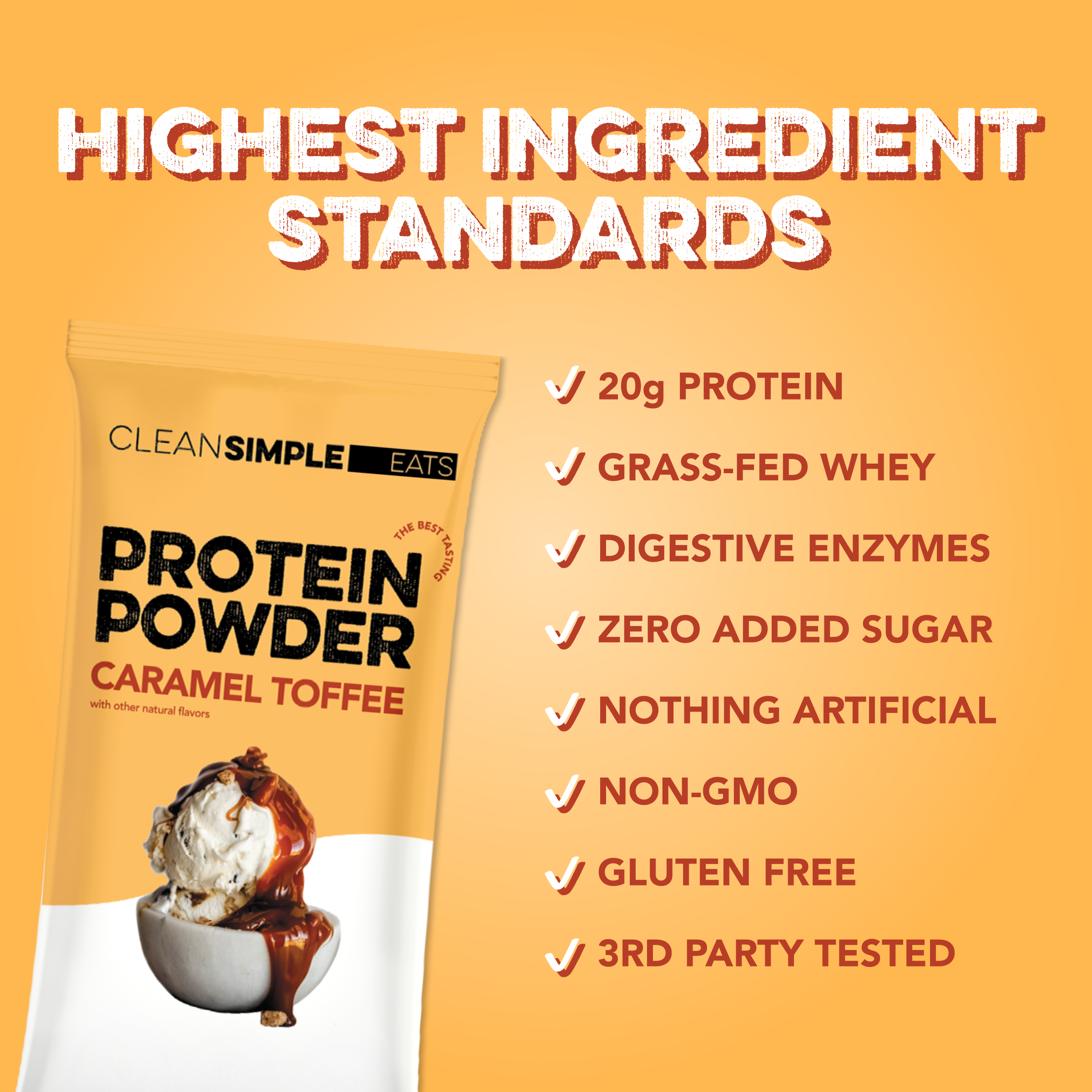 Protein Powder: Caramel Toffee (10 Single Serving Stick Packs)