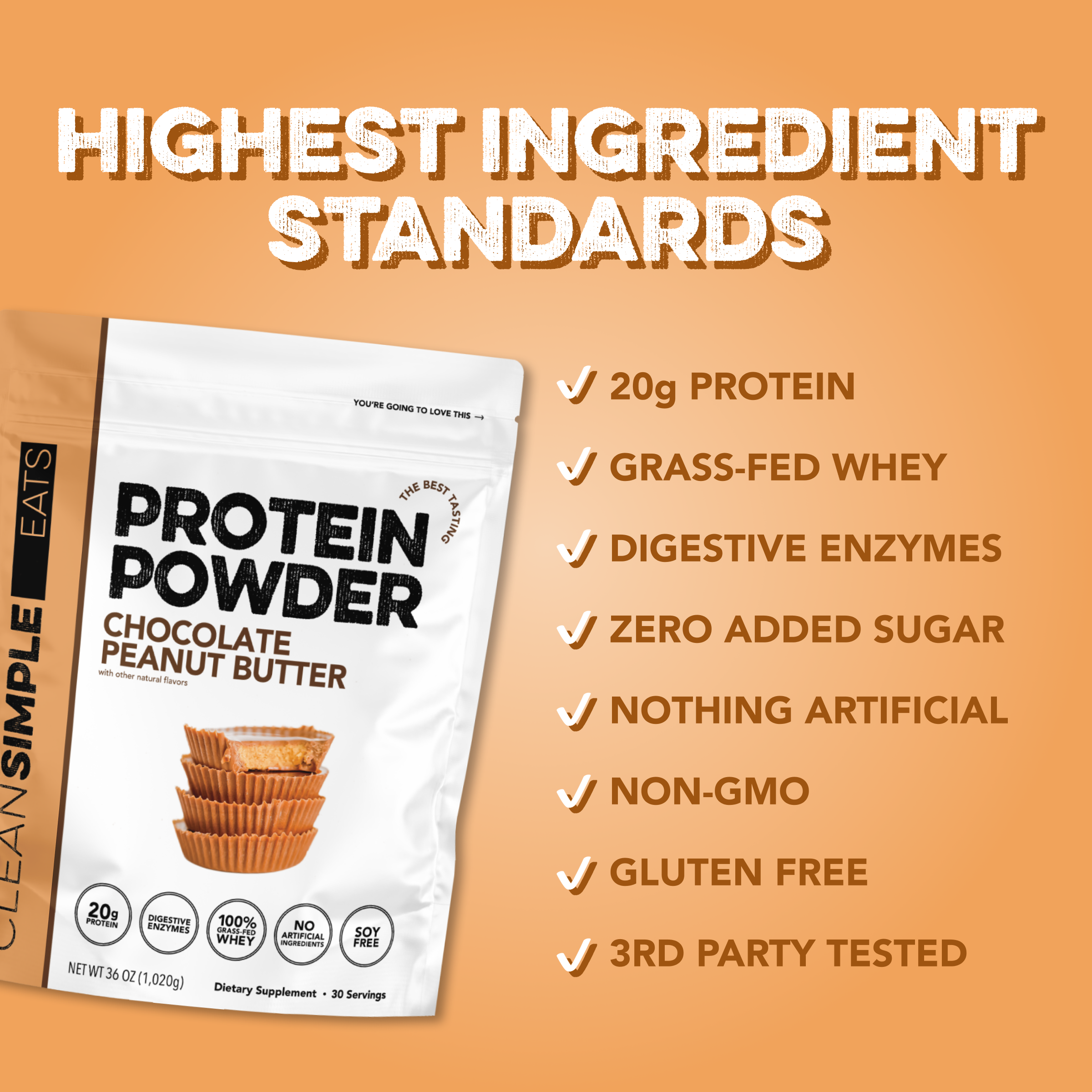 Protein Powder: Chocolate Peanut Butter (30 Serving Bag)