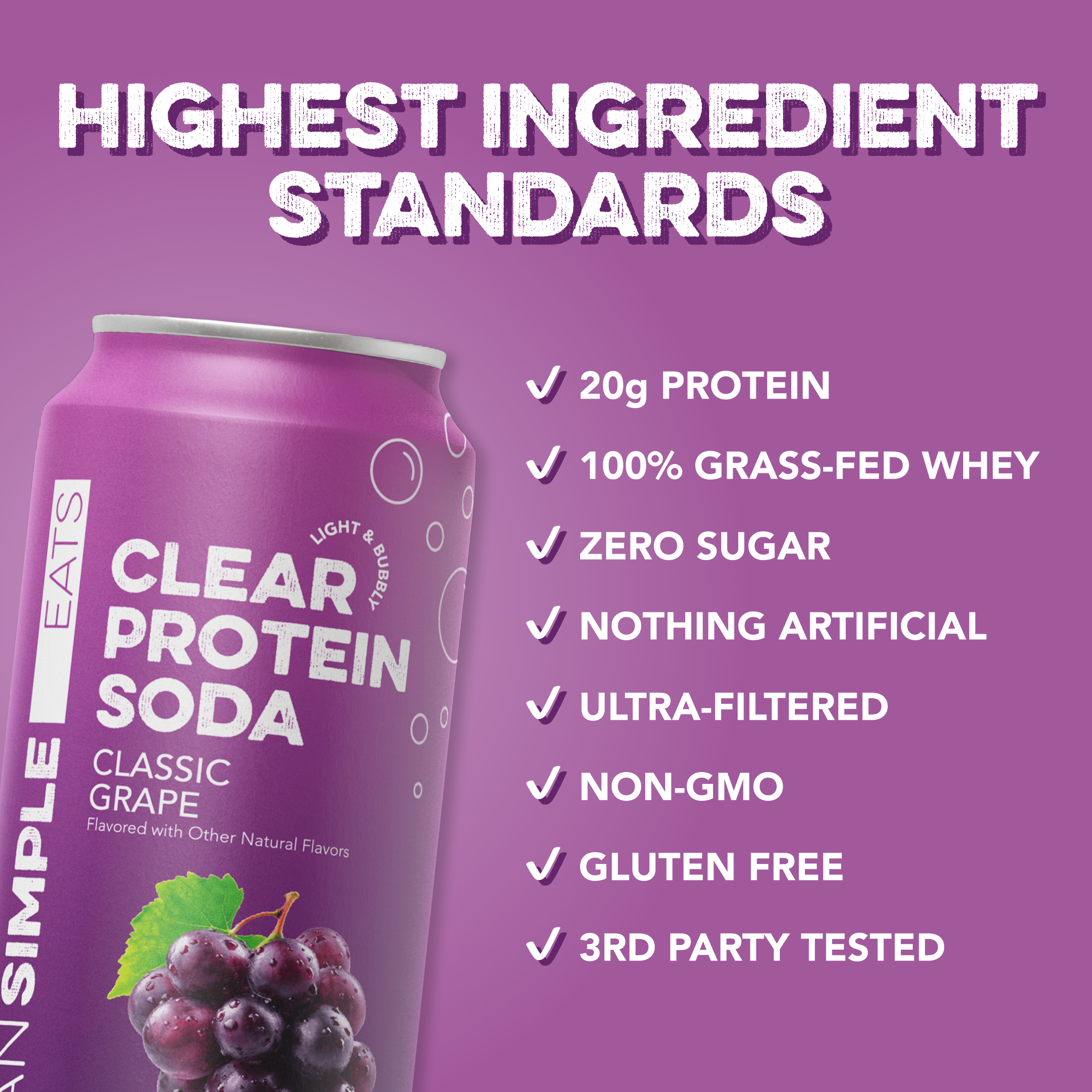 Clear Protein Soda: Classic Grape (16 oz | 12 Pack)