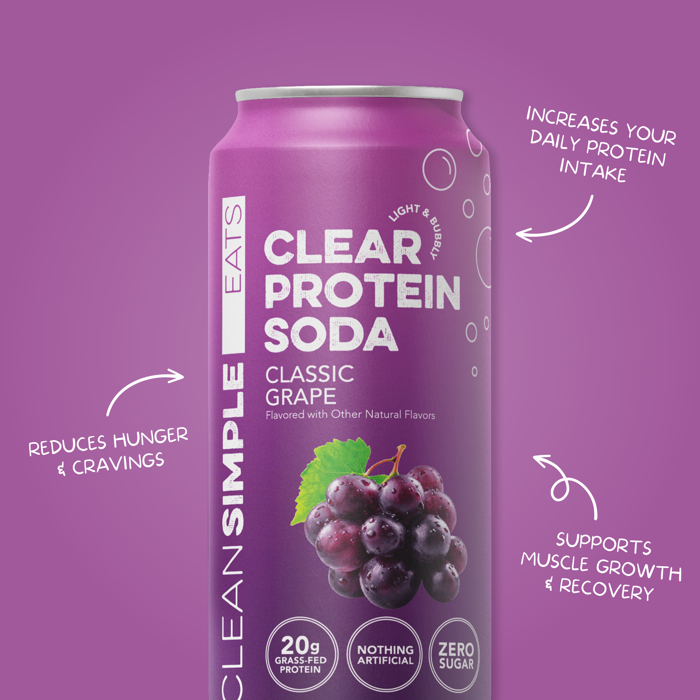 Clear Protein Soda: Classic Grape (16 oz | 12 Pack)