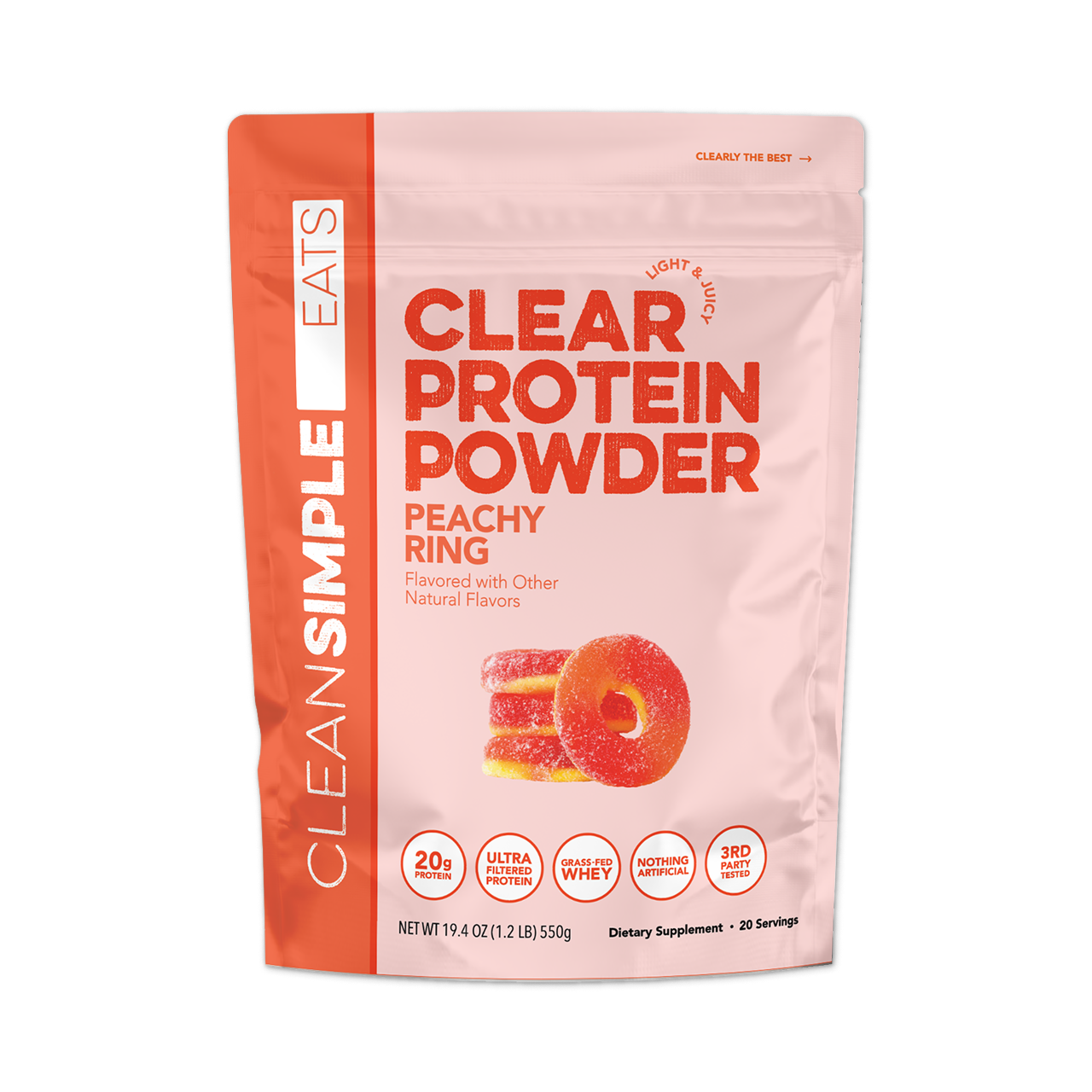 Clear Protein Powder: Peachy Ring (20 Serving)