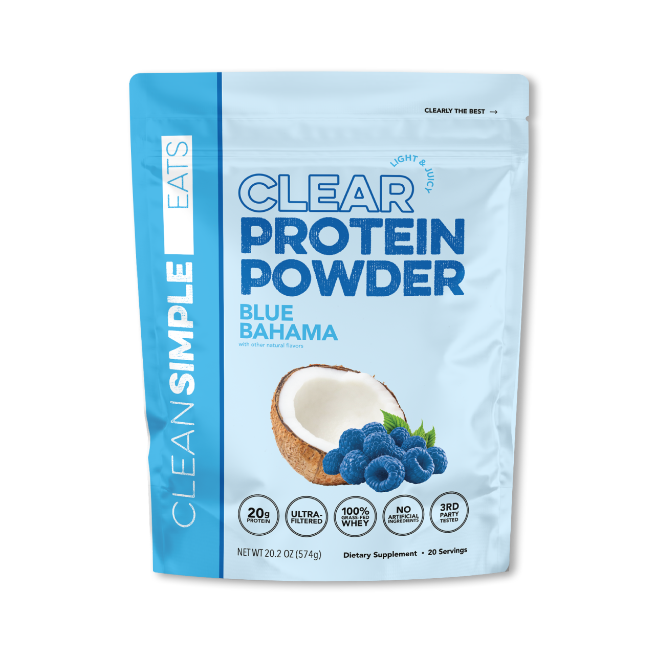 Clear Protein Powder: Blue Bahama (20 Serving)