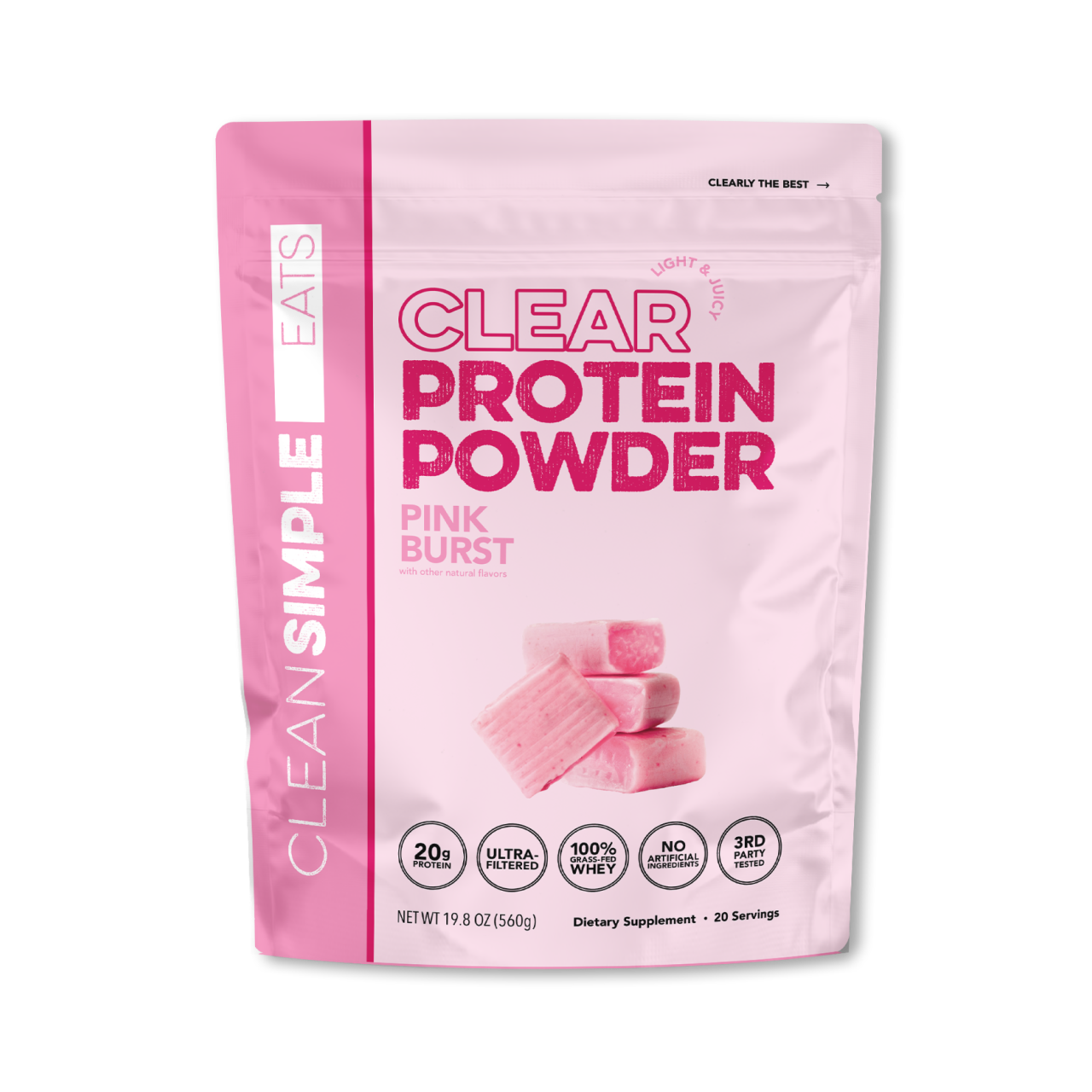 Clear Protein Powder | Pink Burst (20 Servings) – Clean Simple Eats