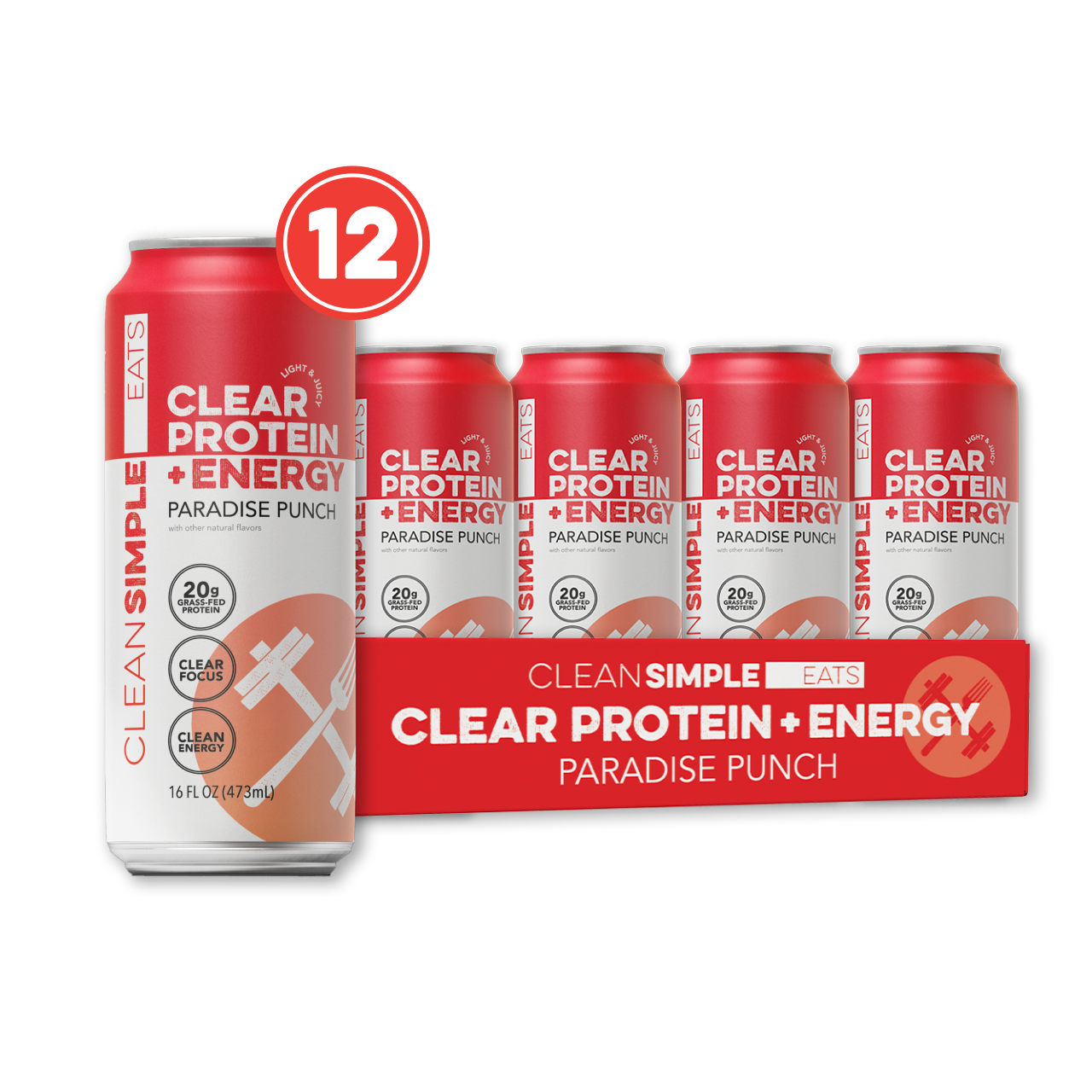 Clear Protein + Energy: Paradise Punch (12 Pack)