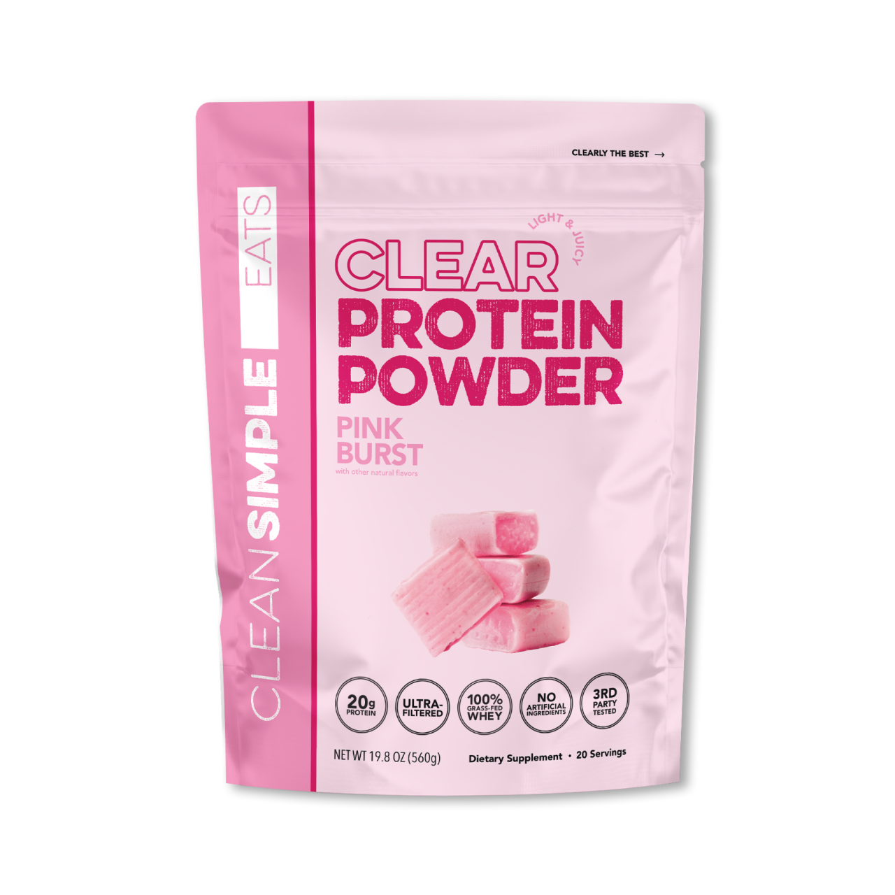 Clear Protein Powder: Pink Burst (20 Servings)